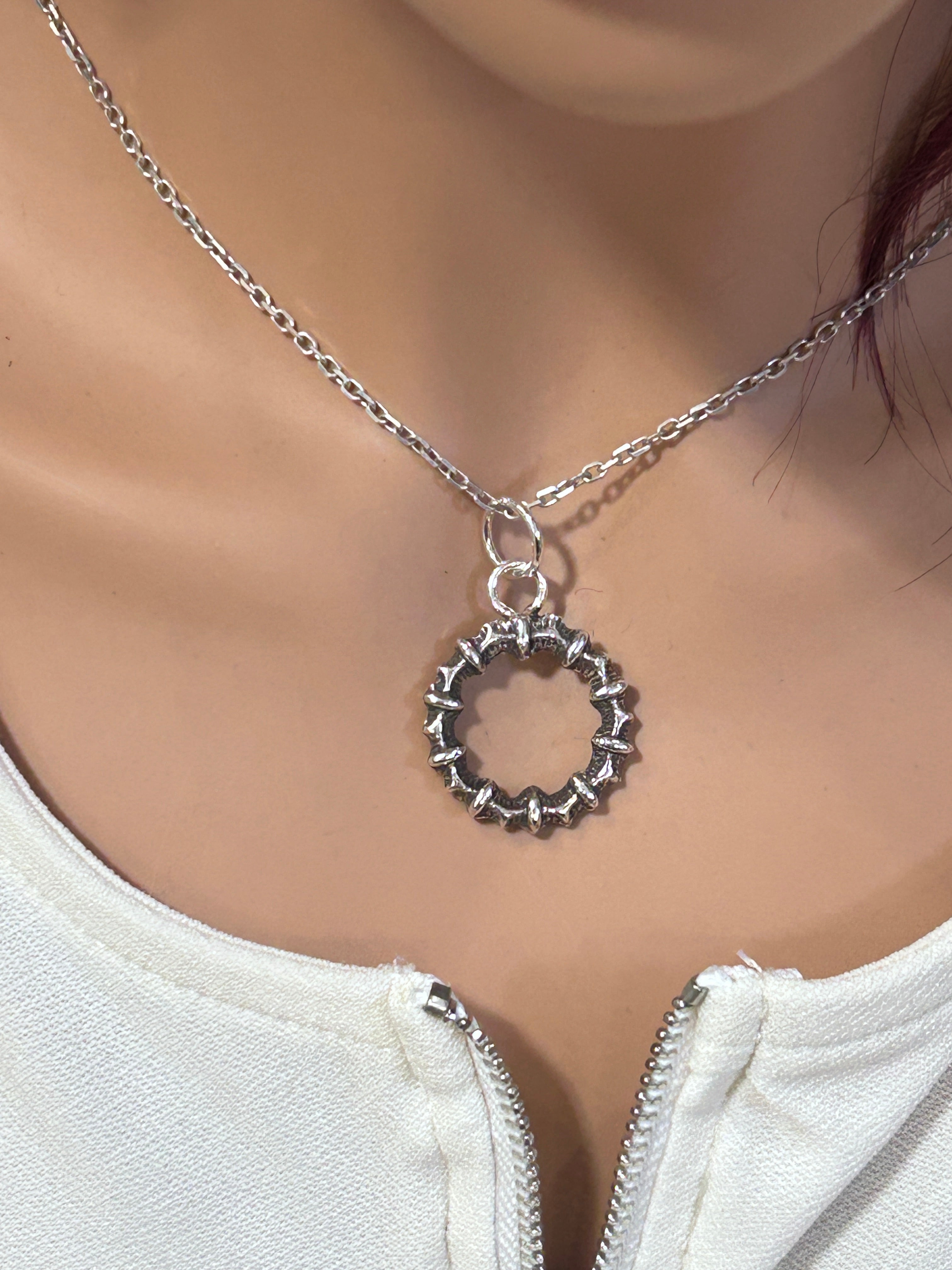 Sterling Silver Crown of Thorns Necklace – Silver Spike Pendant