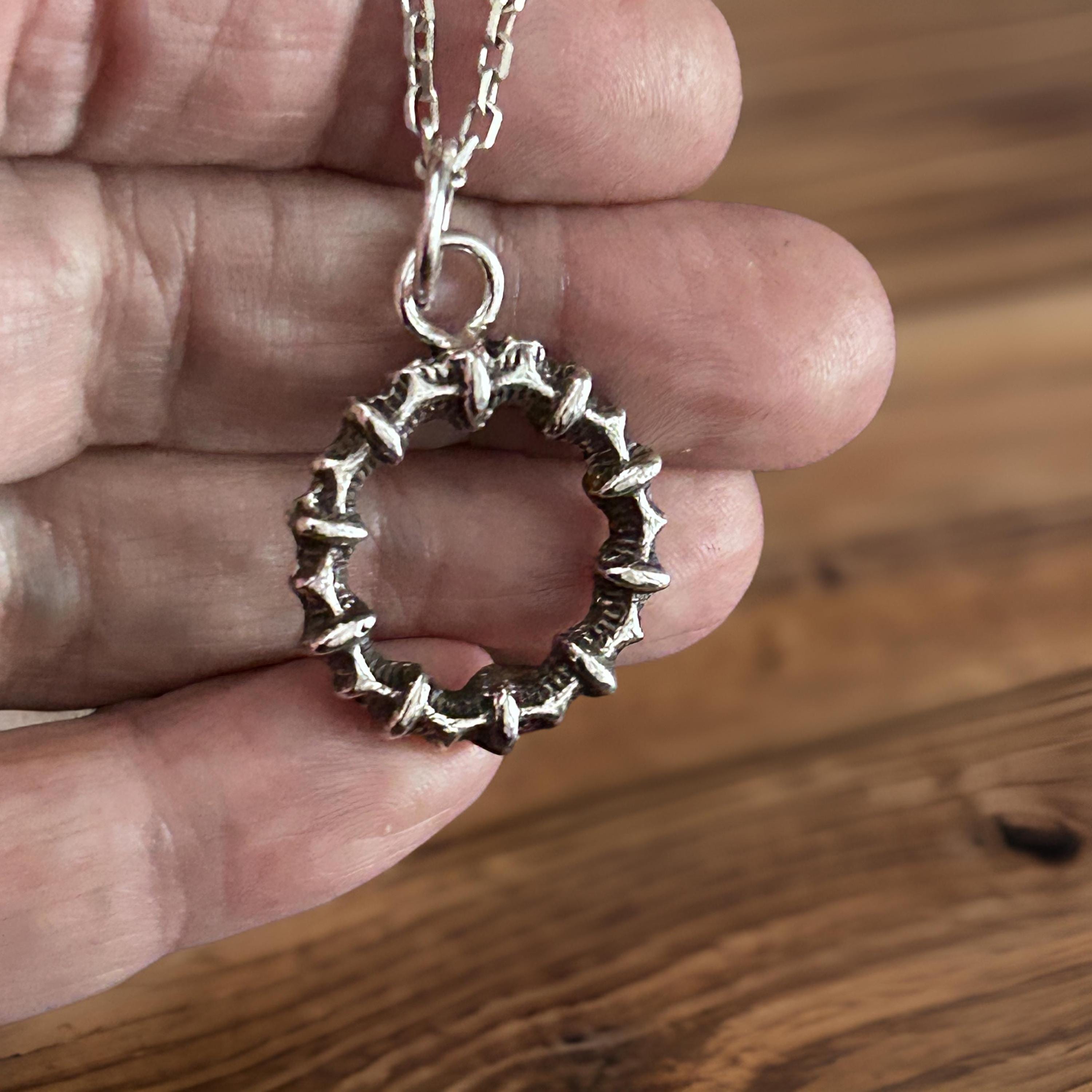 Handmade Sterling Silver Mens Spike Necklace Anchor Chain