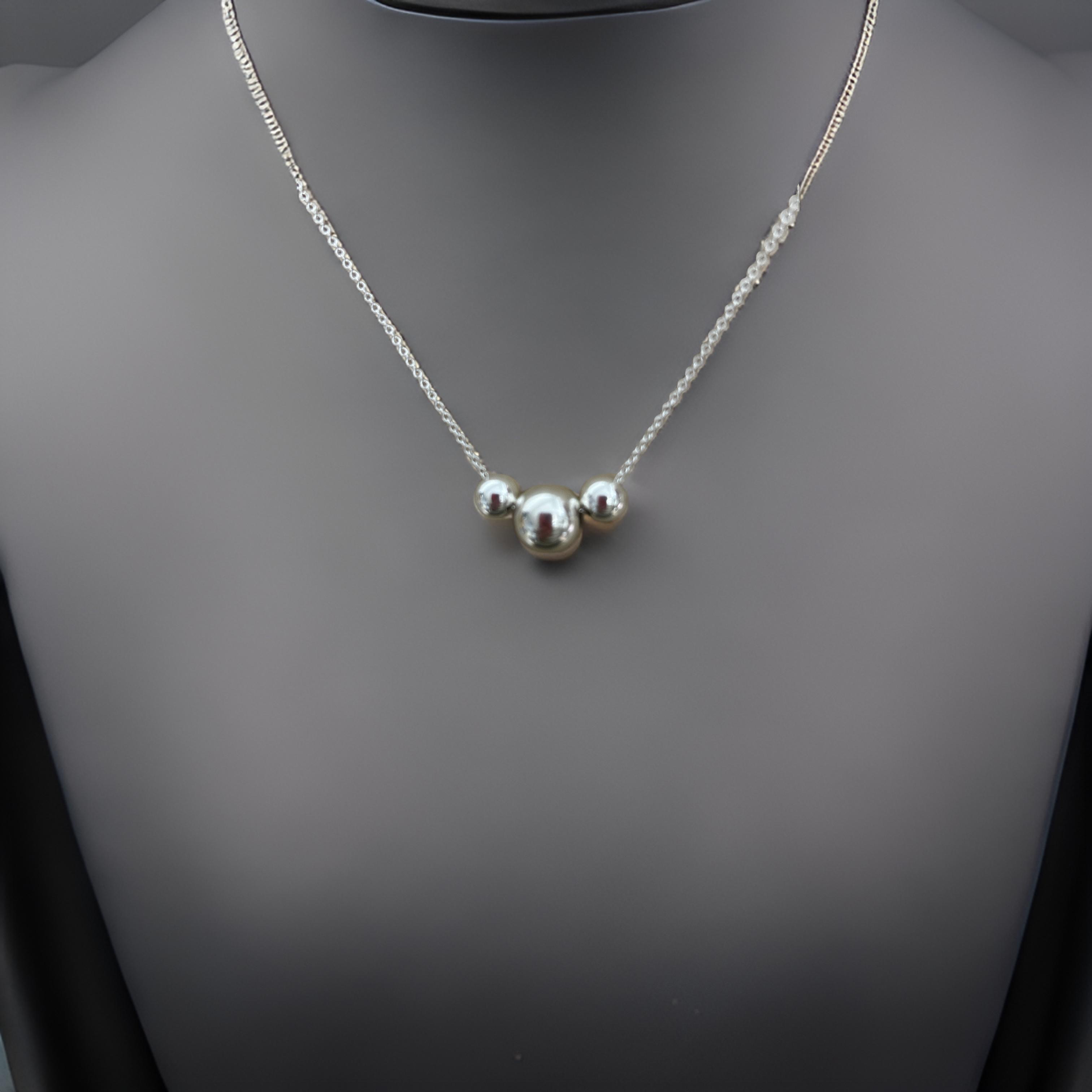 Sterling Silver Trio Bead Necklace – Modern Statement Jewelry