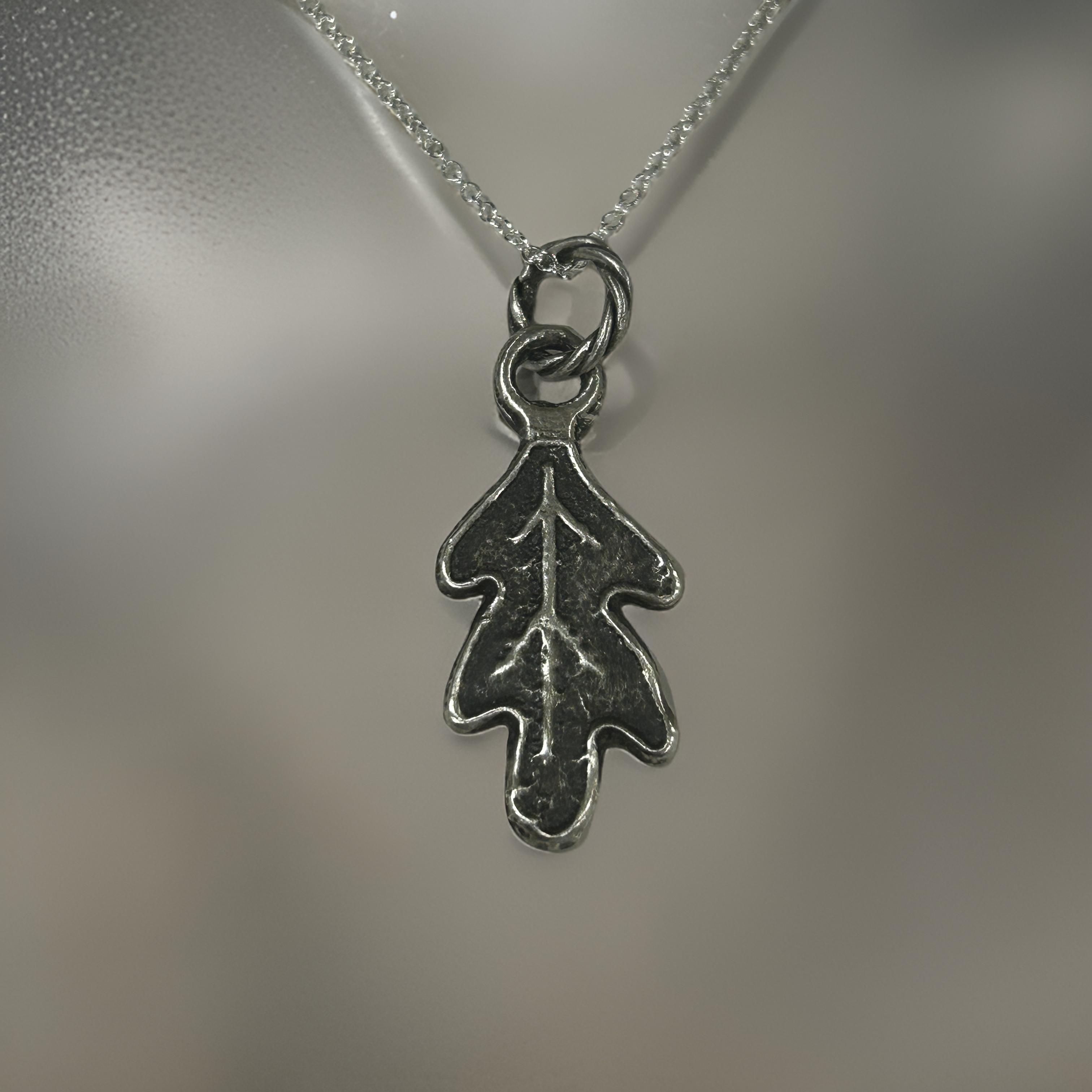 Handmade Sterling Silver Oak Leaf Pendant Necklace