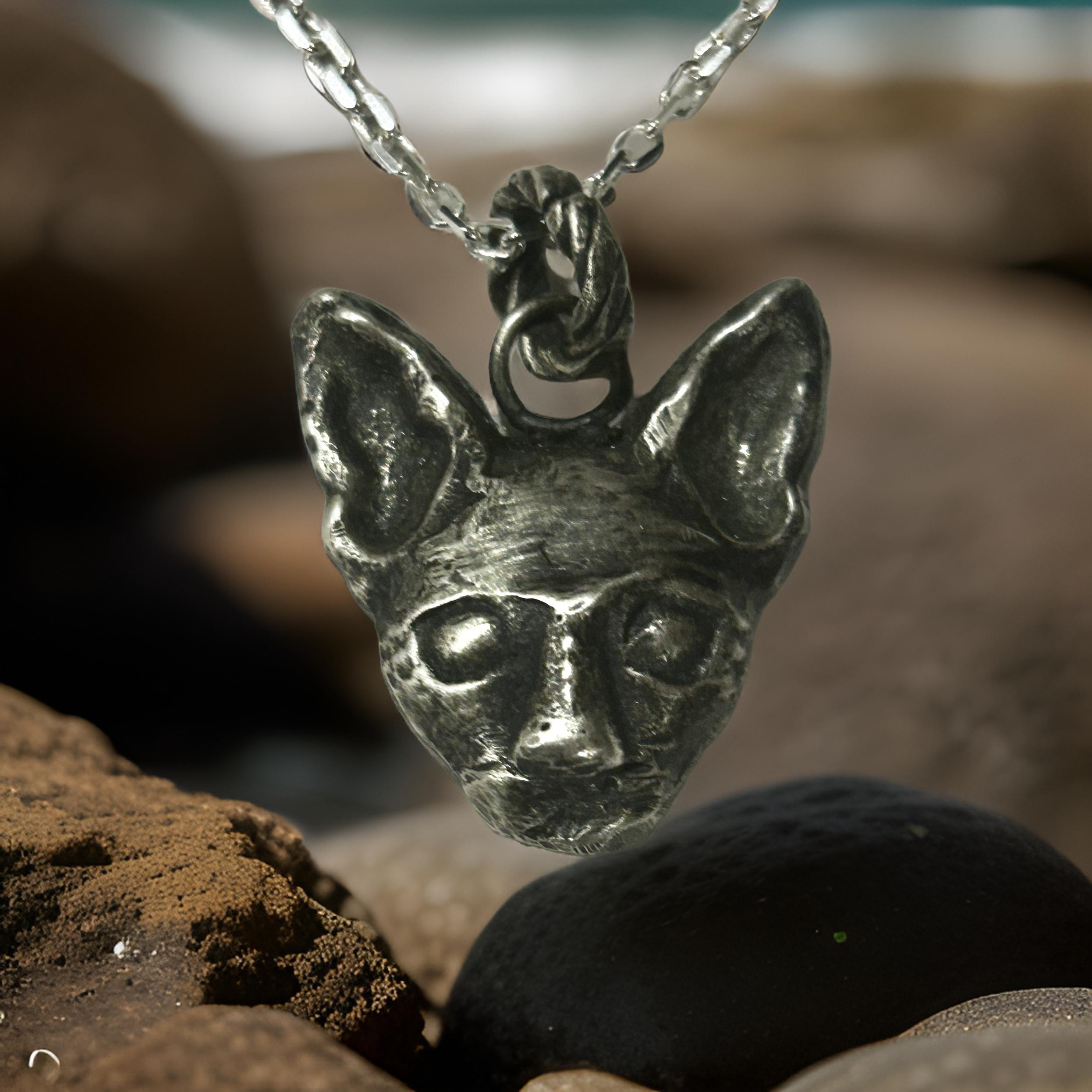 Sphinx Cat Pendant | Sterling Silver