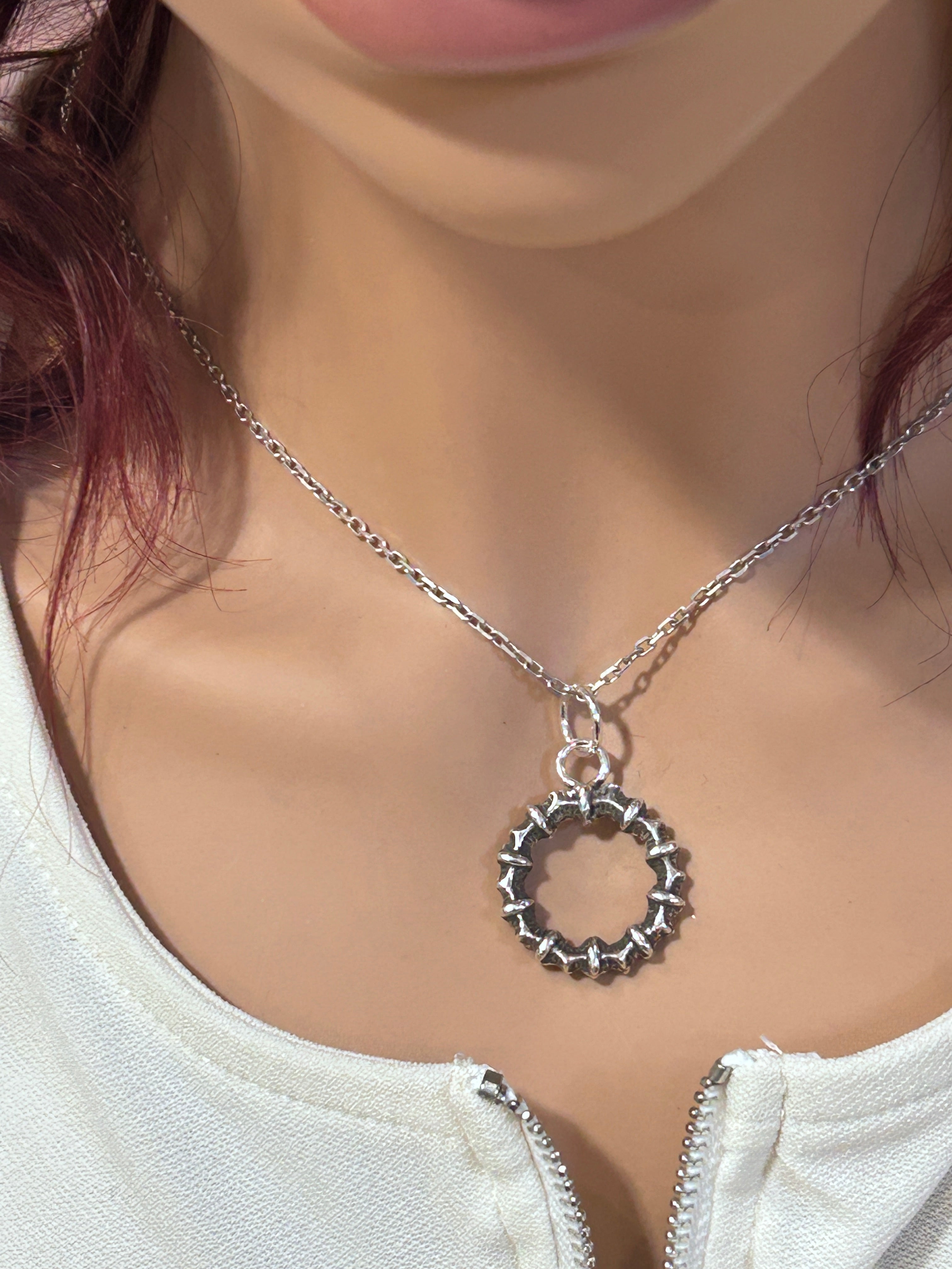 Sterling Silver Crown of Thorns Necklace – Silver Spike Pendant