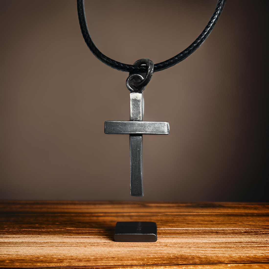 Sterling Silver Cross Pendant Handmade Oxidized Cross