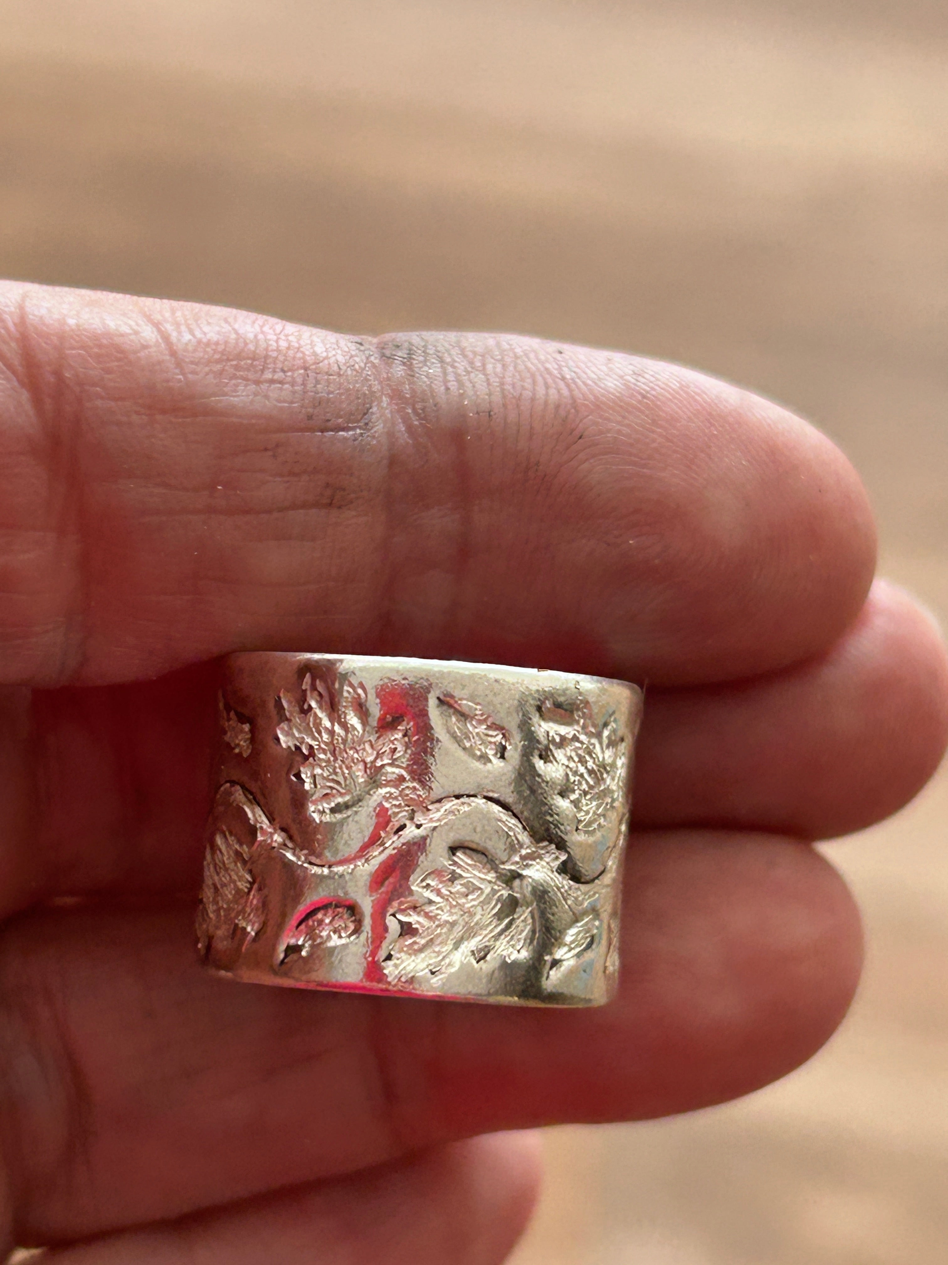 Handmade Fine Silver 999 Ring Wide Band Adjustable Ring