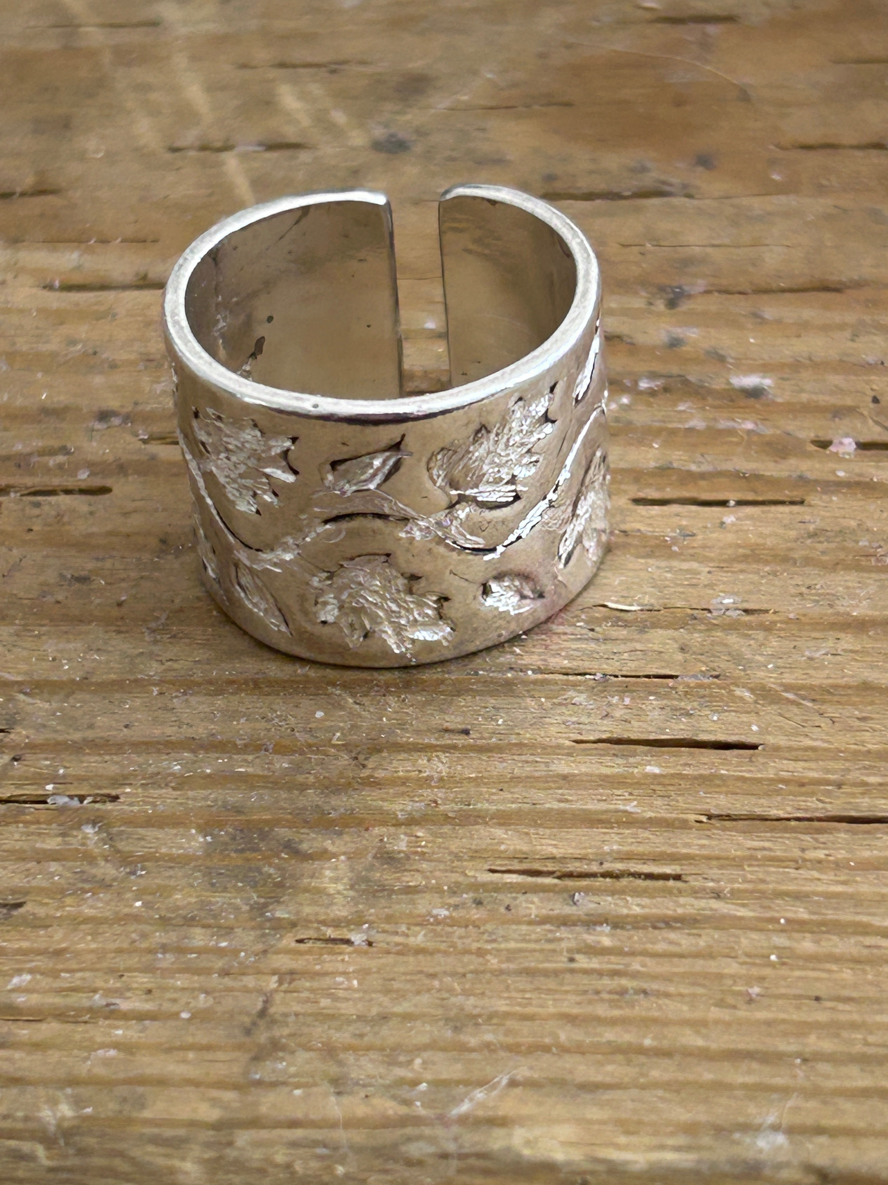 Handmade Fine Silver 999 Ring Wide Band Adjustable Ring