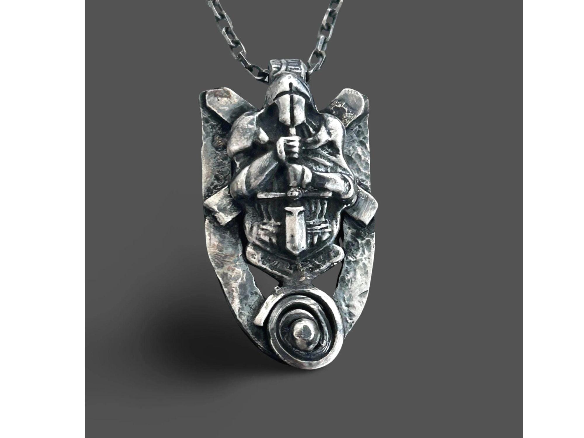 Mens Pendant Handmade Oxidized Pendant in Sterling Silver