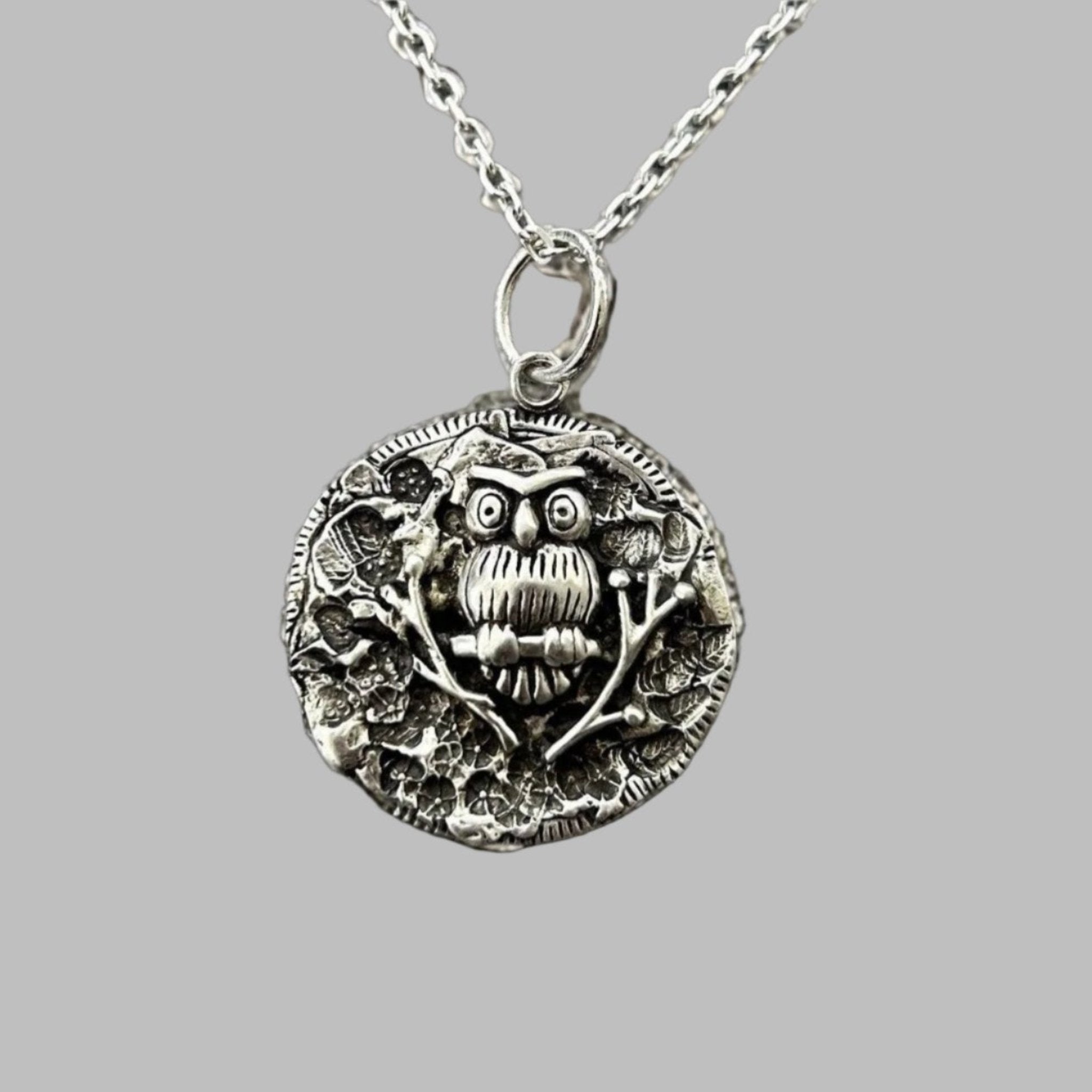 Sterling Silver Owl Pendant - Silver Owl Necklace | JJewelryArt