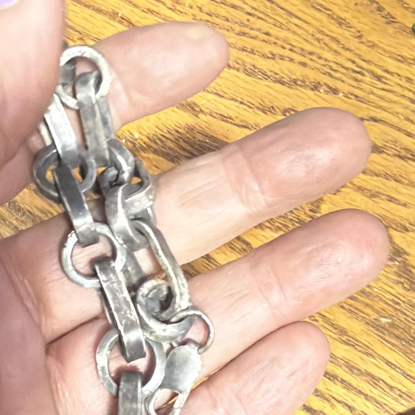 Handmade Sterling Silver Chain Bracelet | Oxidized Rustic Industrial Men’s Jewelry