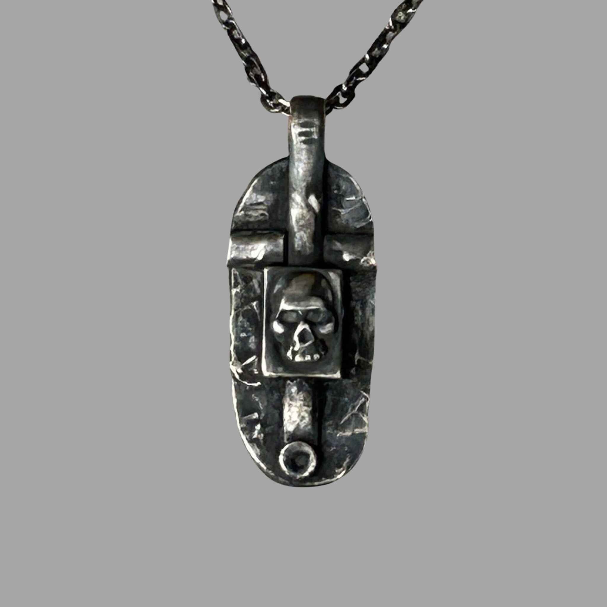 Mens Skull Cross Necklace Handmade in Sterling Silver Mens Jewelry