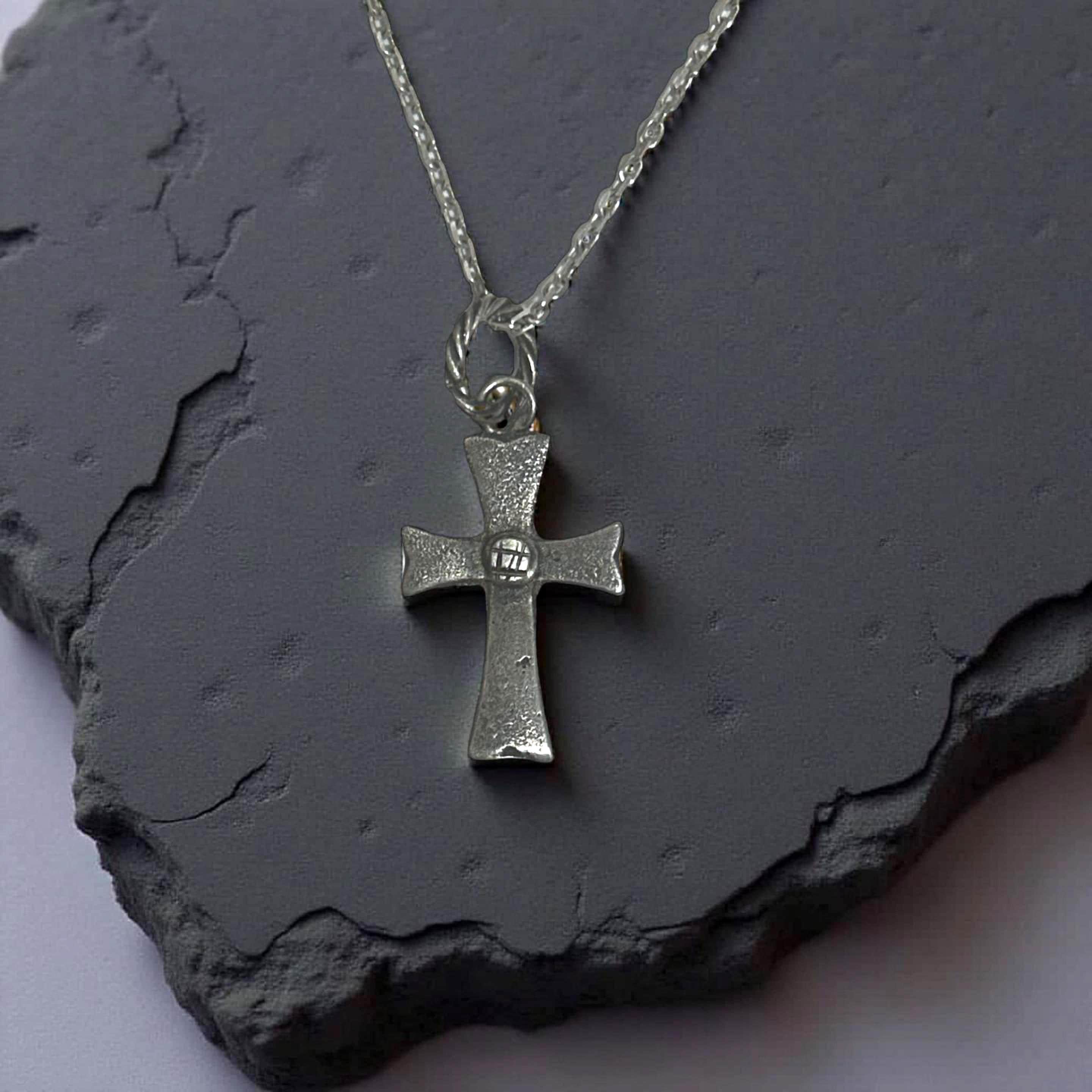Sterling Silver Cross Pendant – Rustic Gothic Cross Textured Oxidized Jewelry