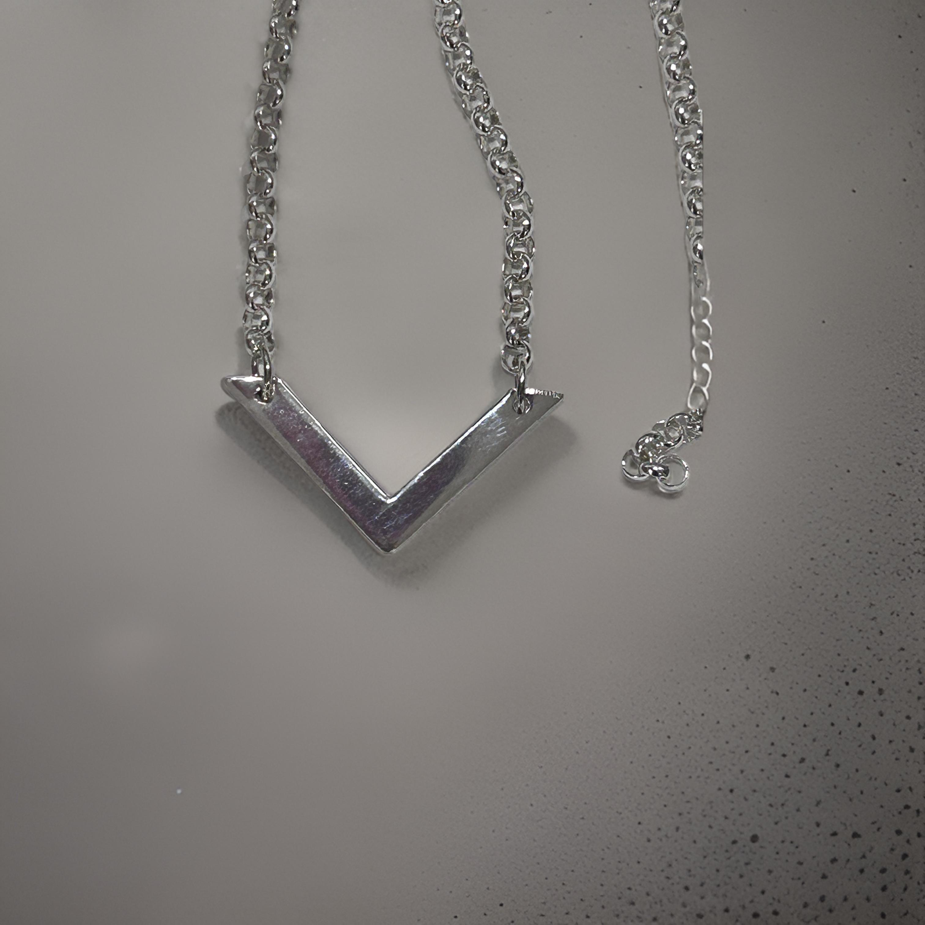 Elegant V Sterling Silver Necklace - Handcrafted for Women