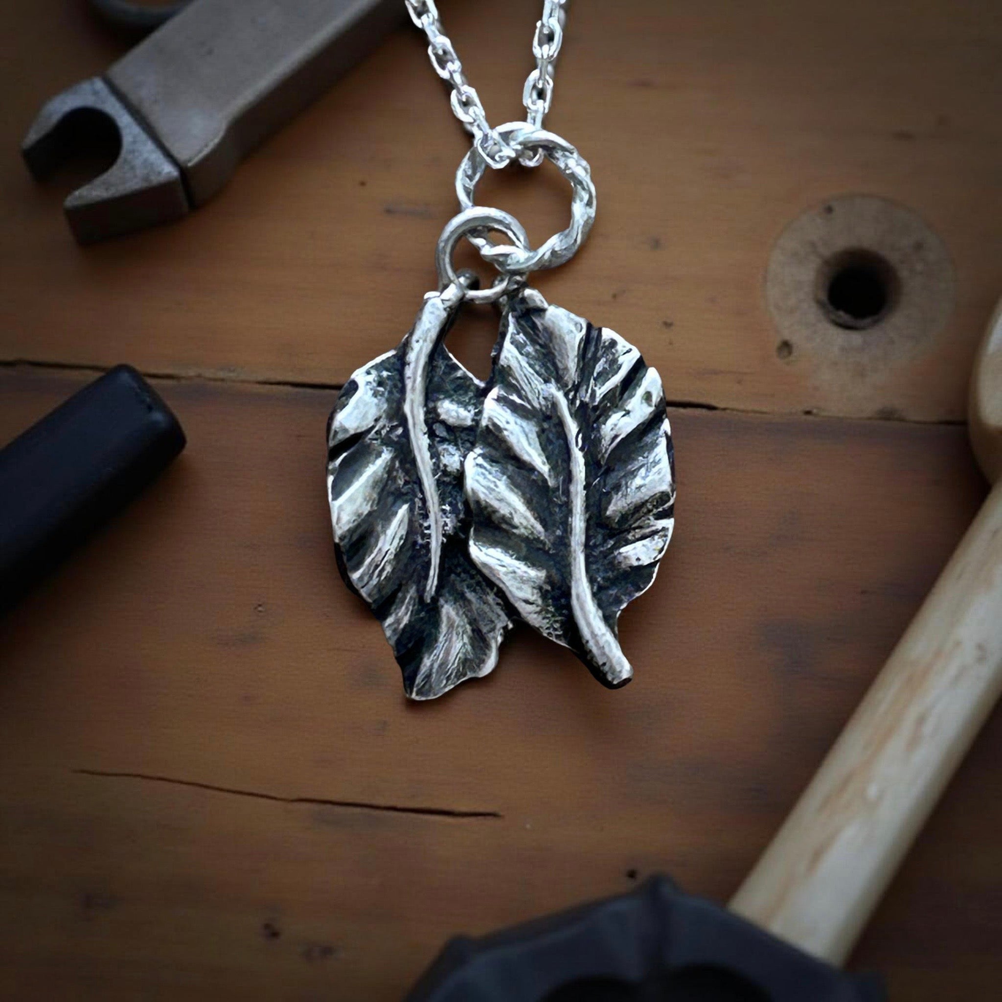 Handcrafted Sterling Silver Leaf Pendant – Nature-Inspired Botanical Necklace