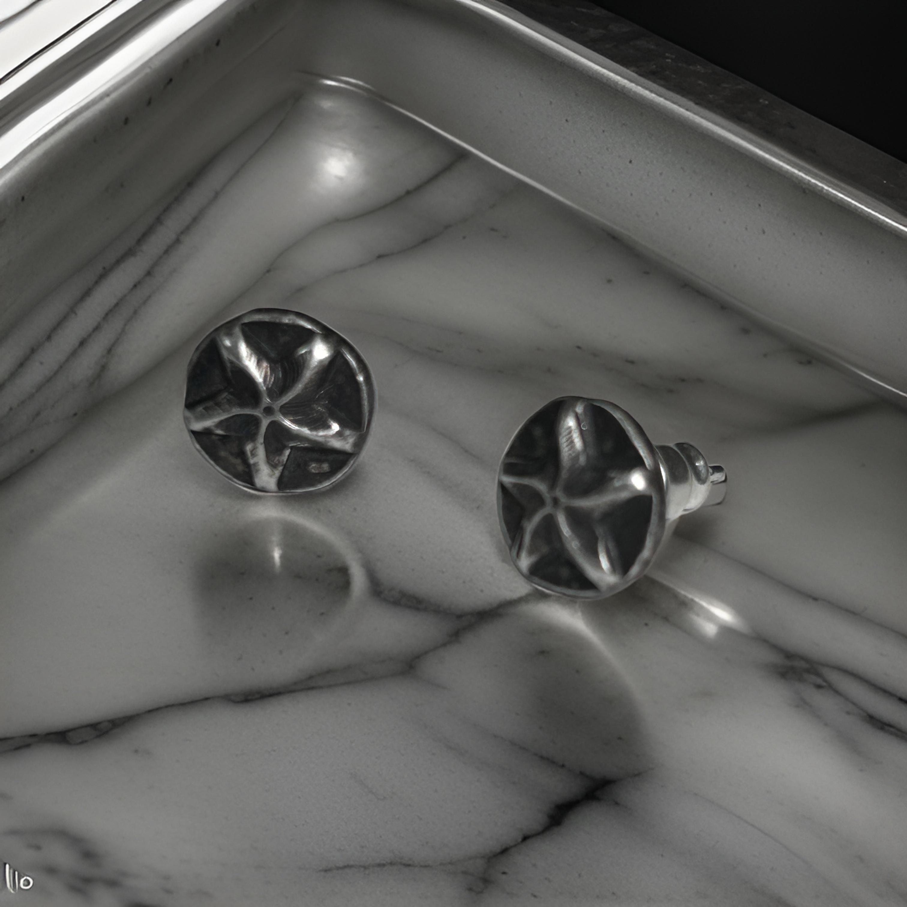 Silver Starburst Oxidized Earrings