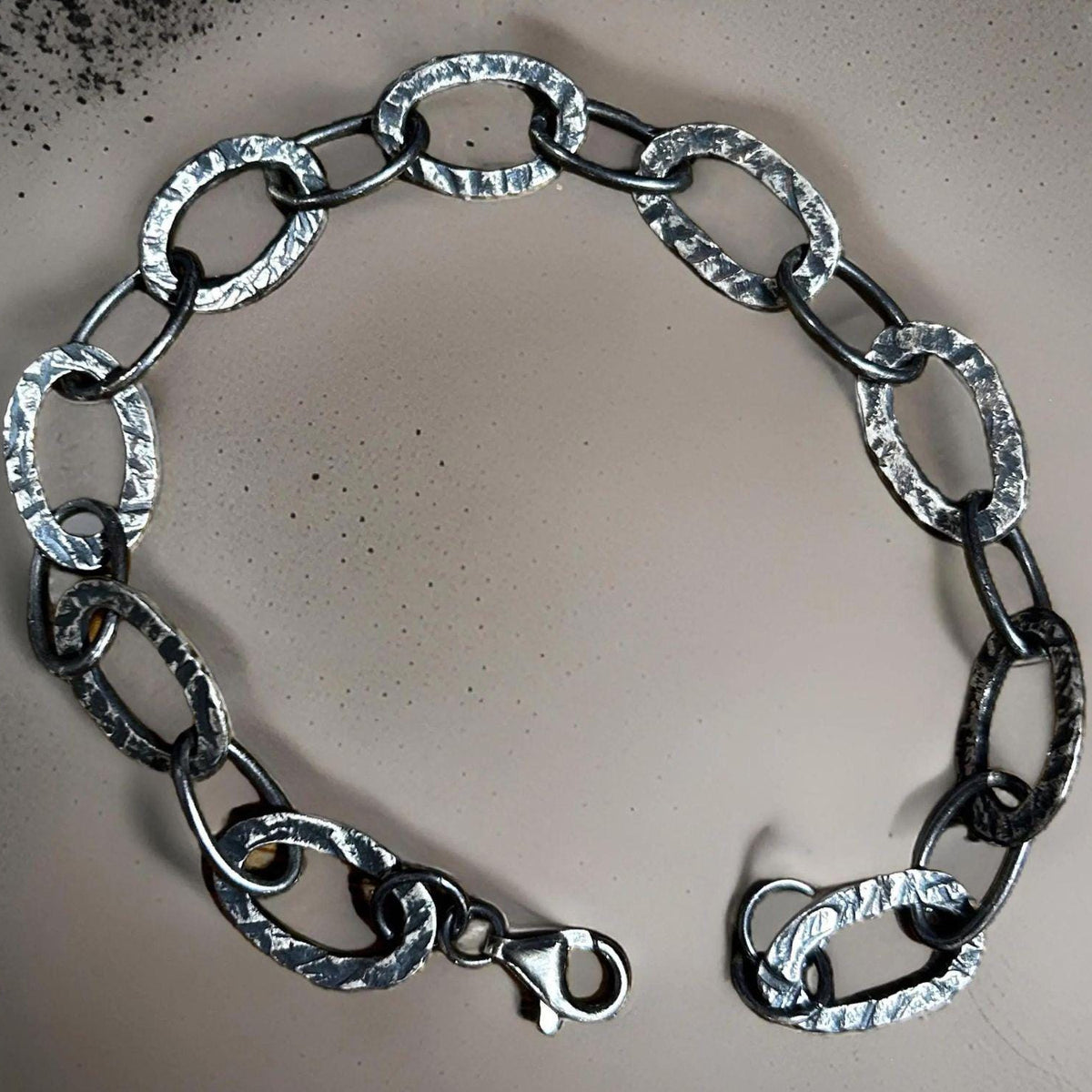 Oxidized 999 silver chain bracelet by JJewelryArt featuring a detailed, handcrafted design with a sleek, modern look.