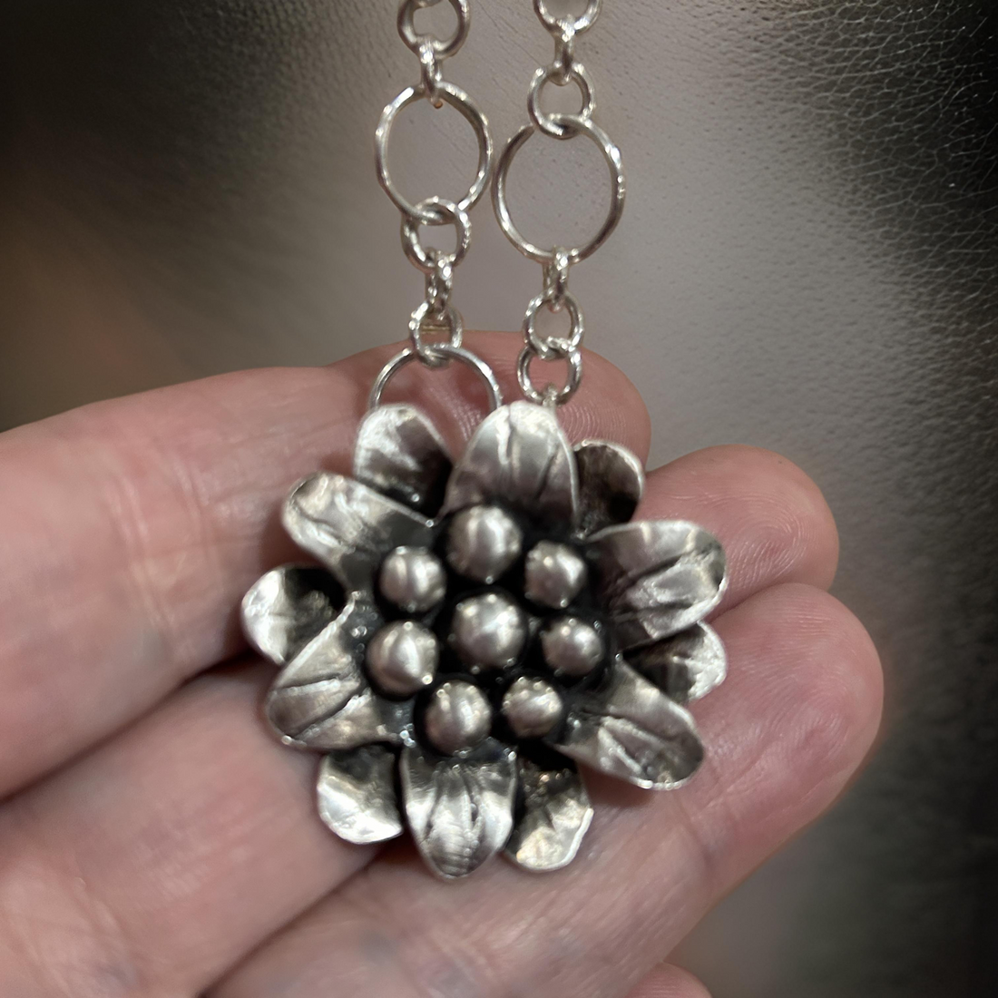 Sterling silver Blooming Flower Pendant Necklace