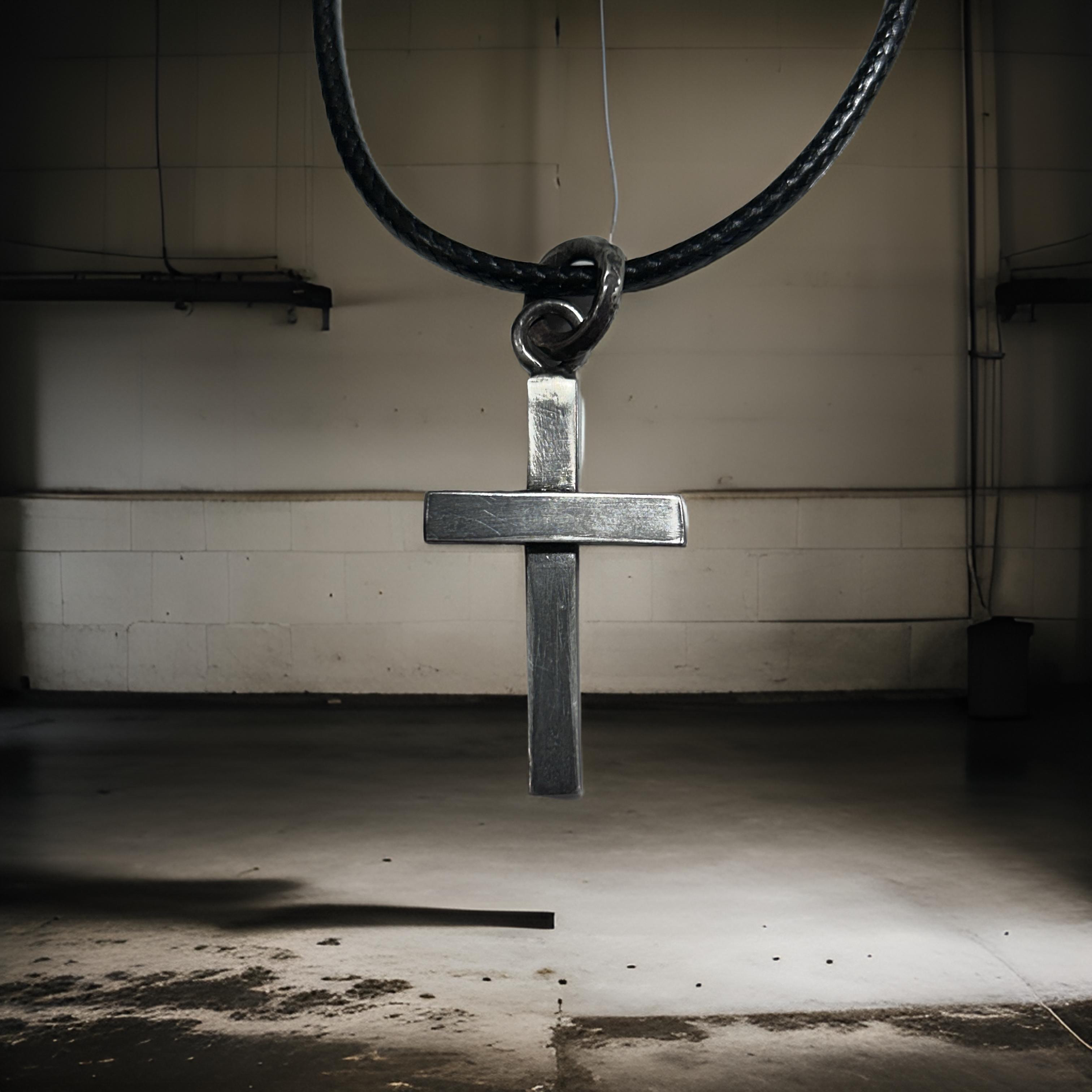 Sterling Silver Cross Pendant Handmade Oxidized Cross
