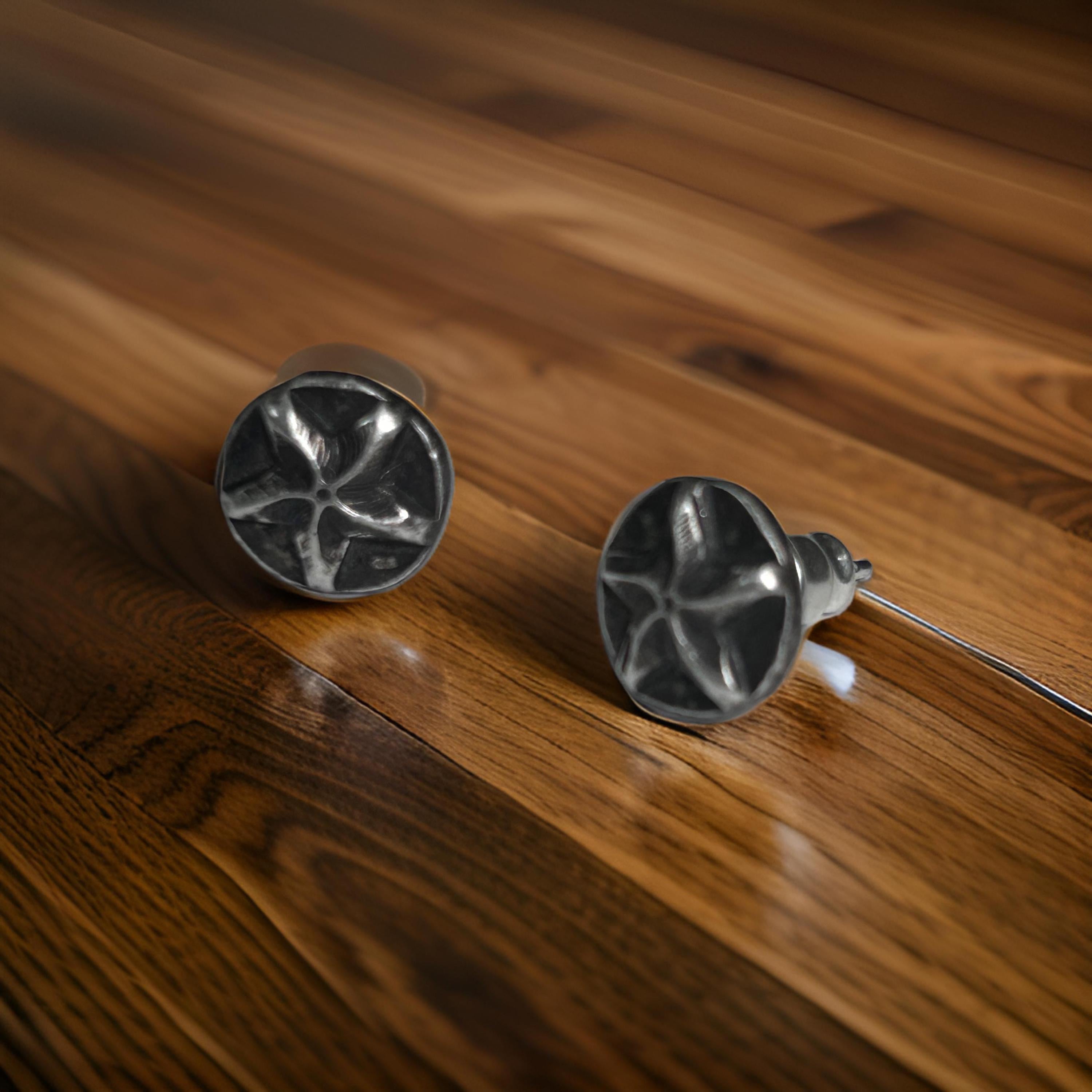 925 Sterling Silver Starburst Oxidized Earrings for Men