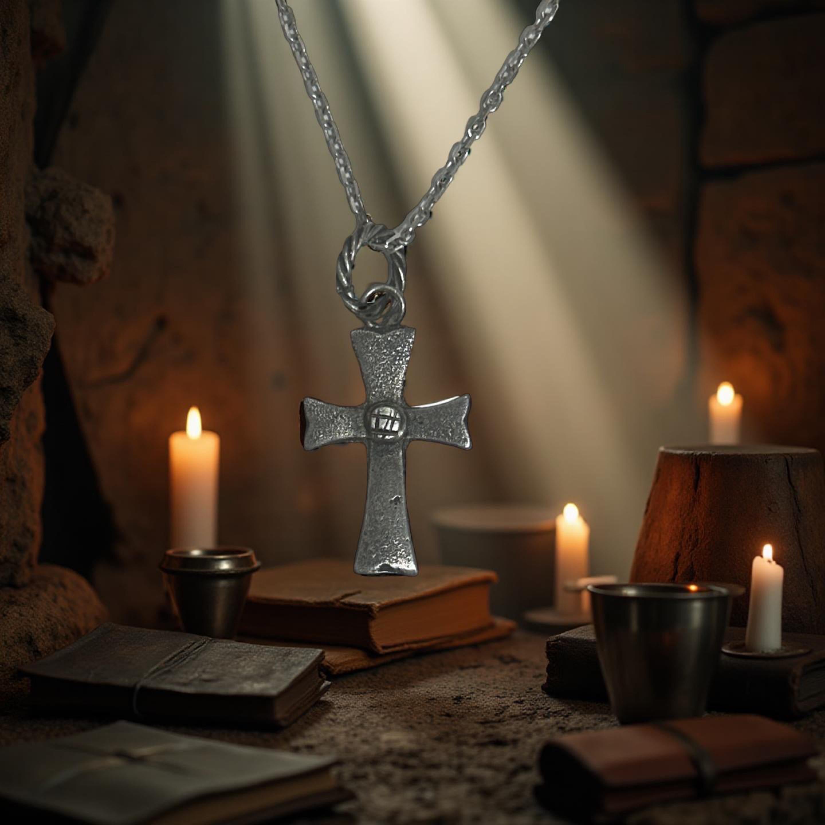 Sterling Silver Cross Pendant – Rustic Gothic Cross Textured Oxidized Jewelry