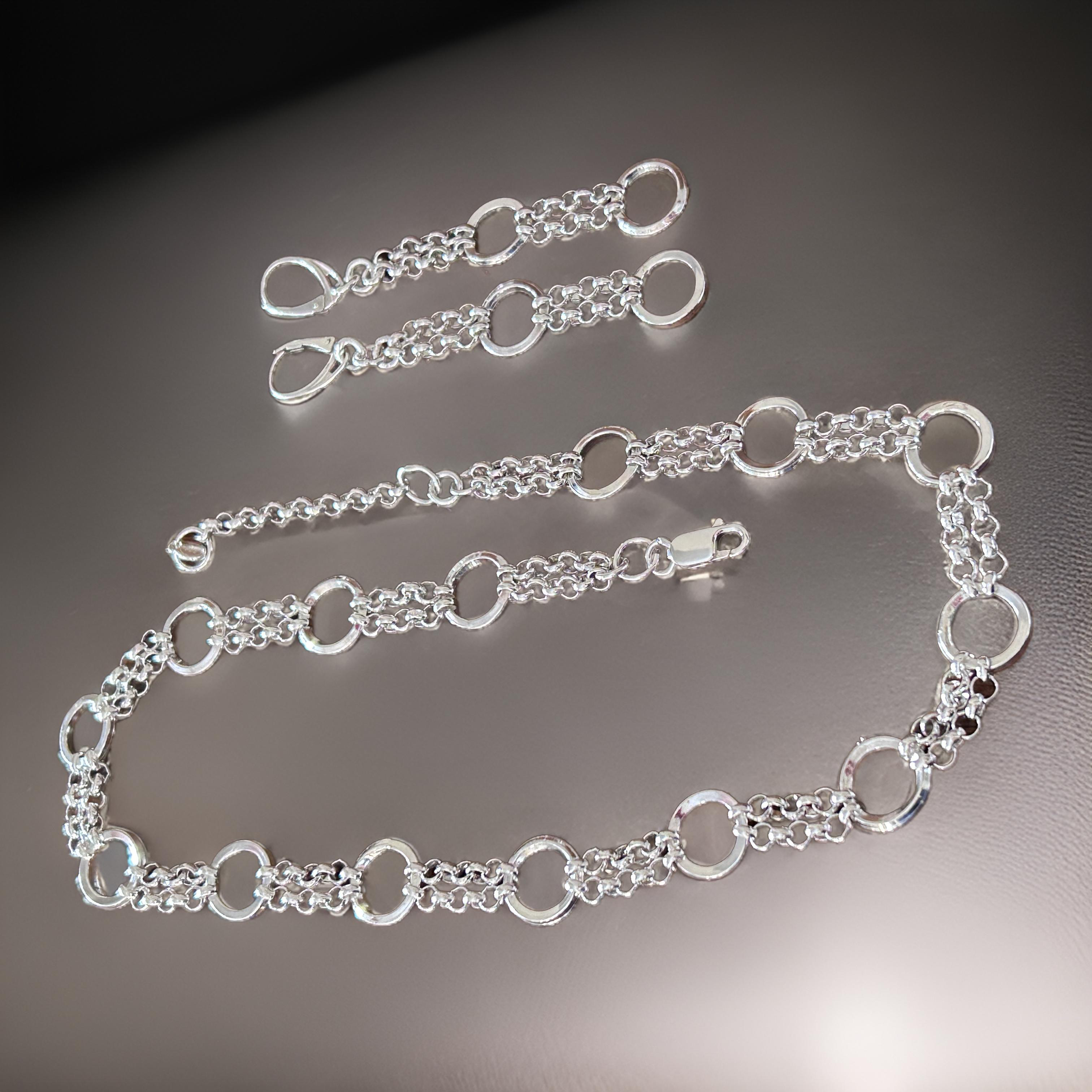 Adjustable Sterling Silver Circle Necklace & Earrings – Bracelet Option – Custom Elegant Gift for Her