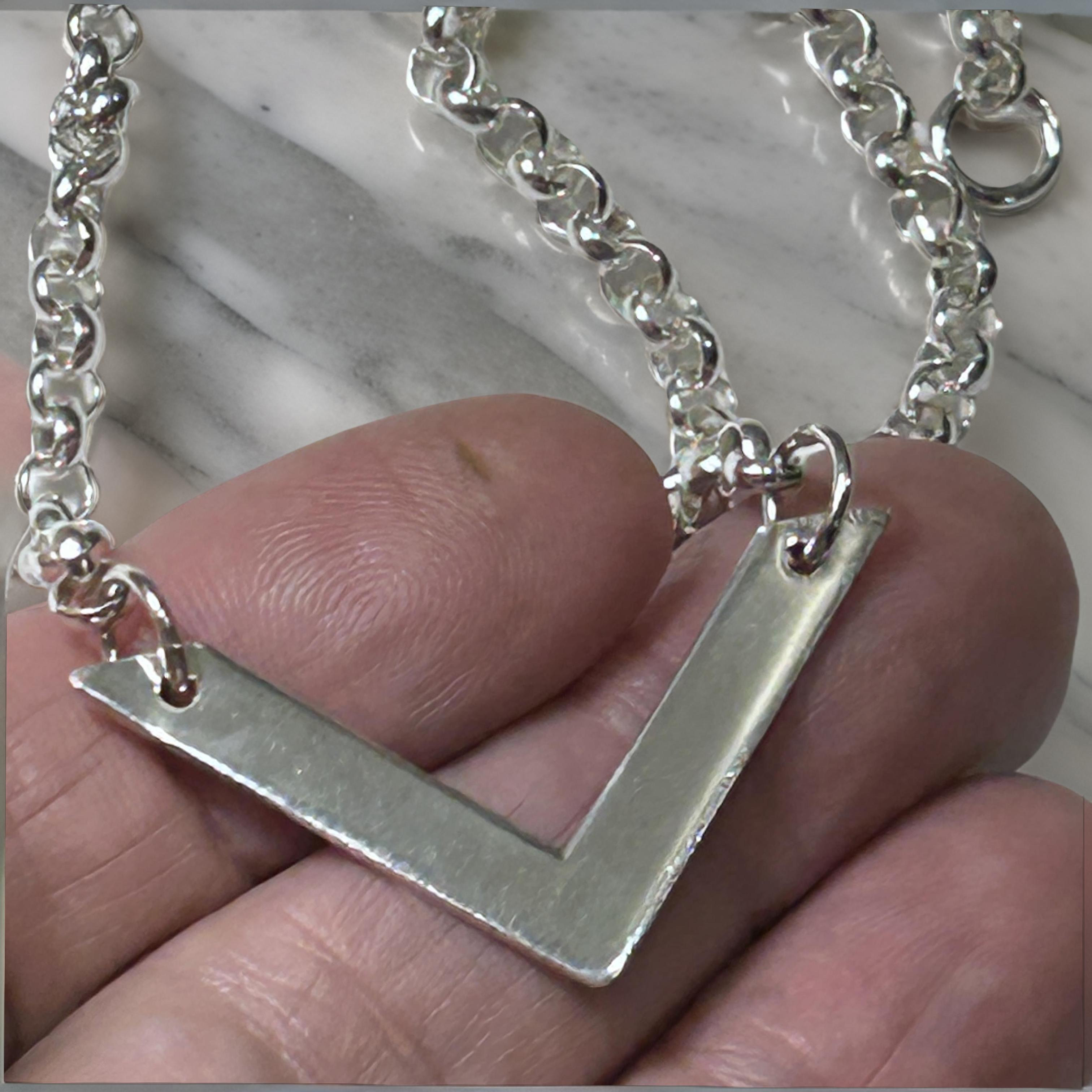 Elegant V Sterling Silver Necklace - Handcrafted for Women