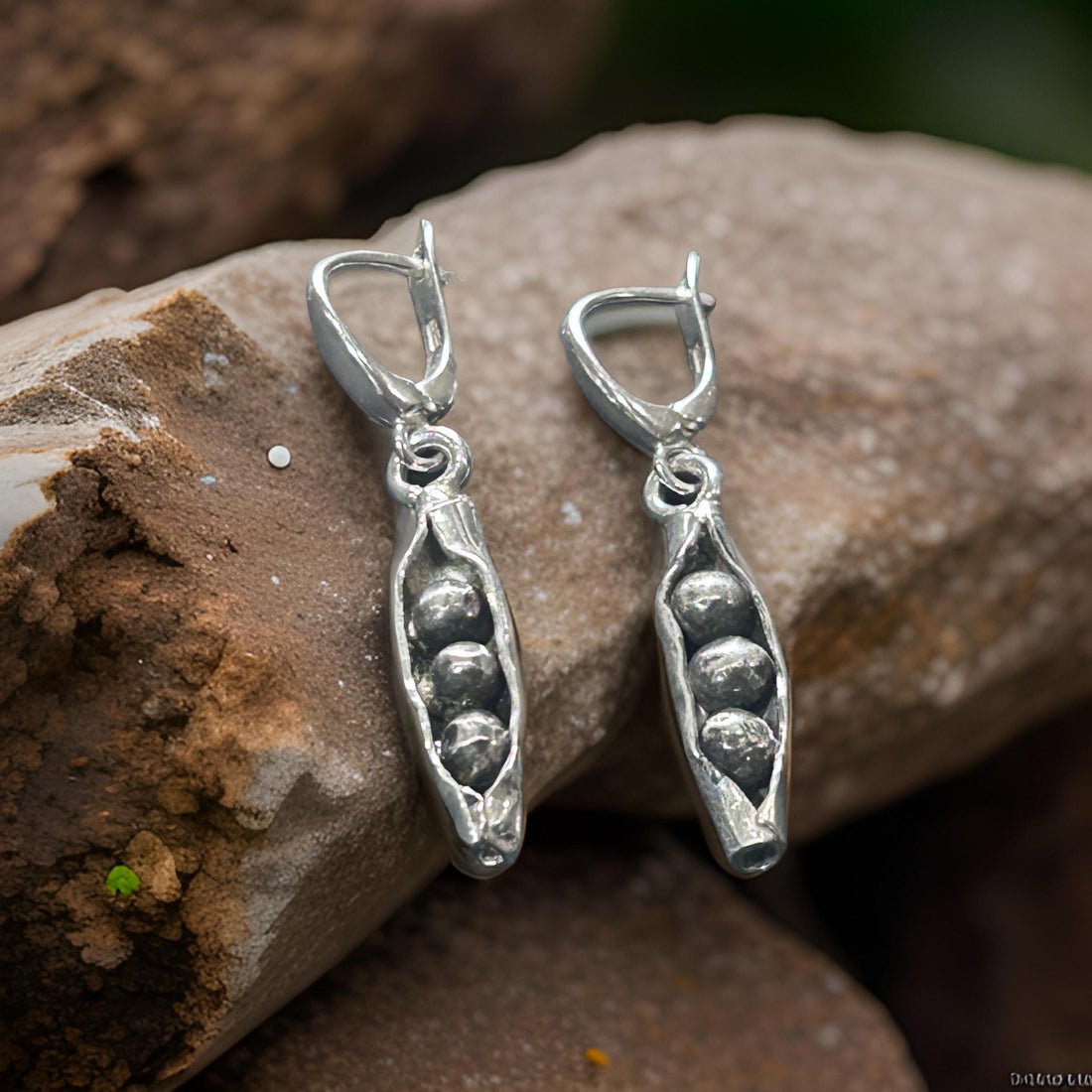 Sterling Silver Pea Pod Earrings | Handmade Nature-Inspired Botanical Jewelry