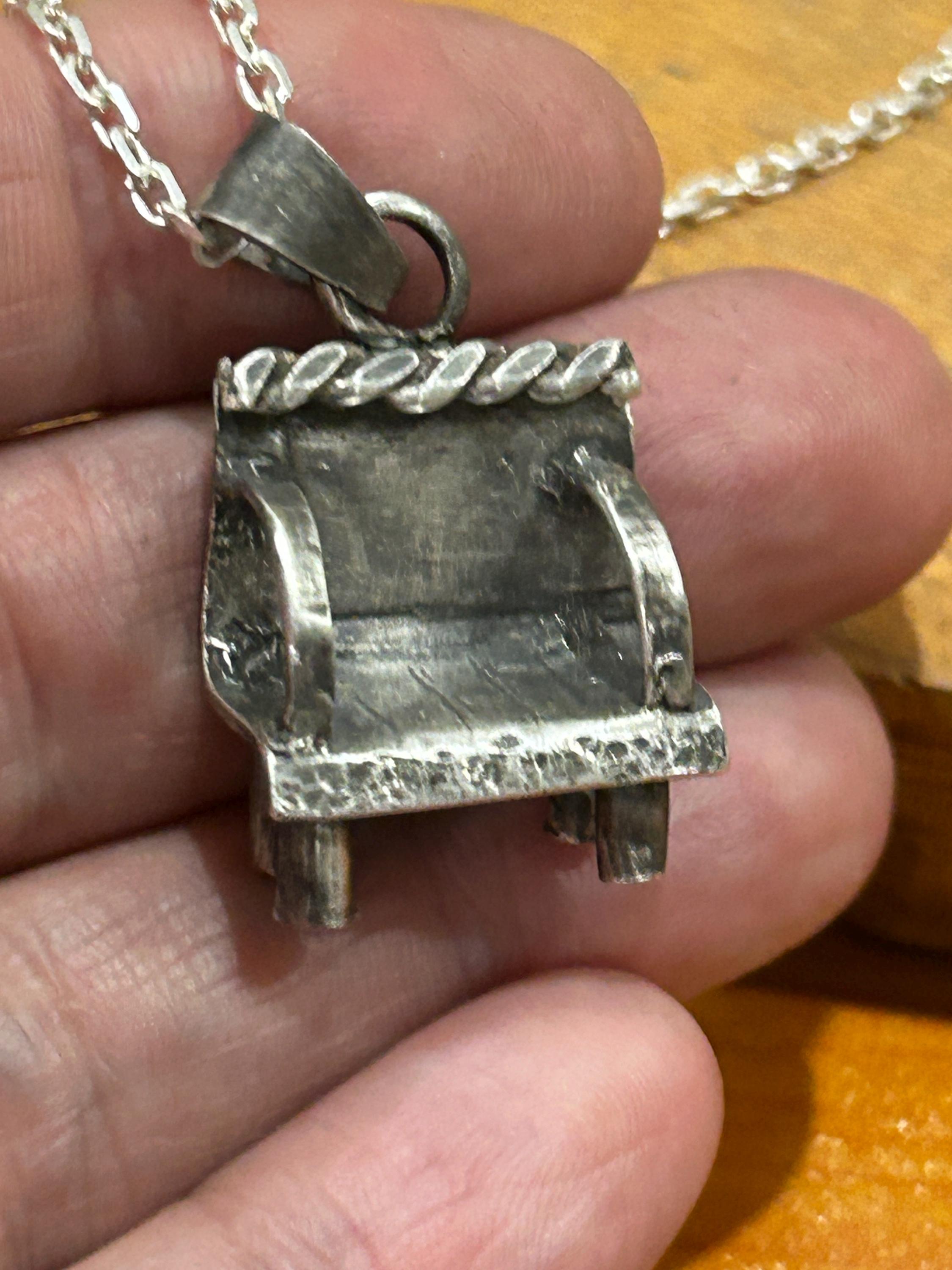 Handmade Sterling Silver Artisan Chair Pendant Necklace