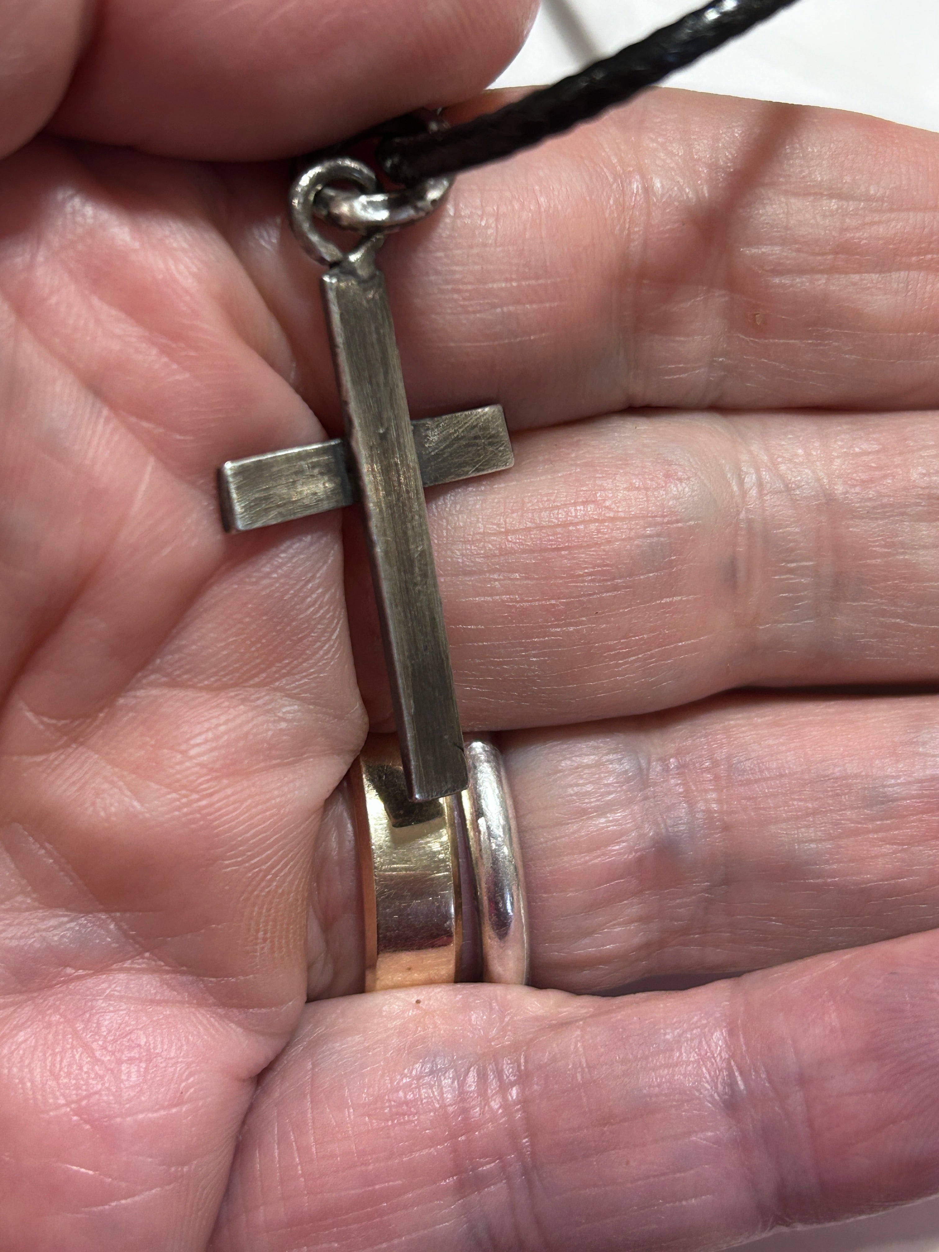 Sterling Silver Cross Pendant Handmade Oxidized Cross