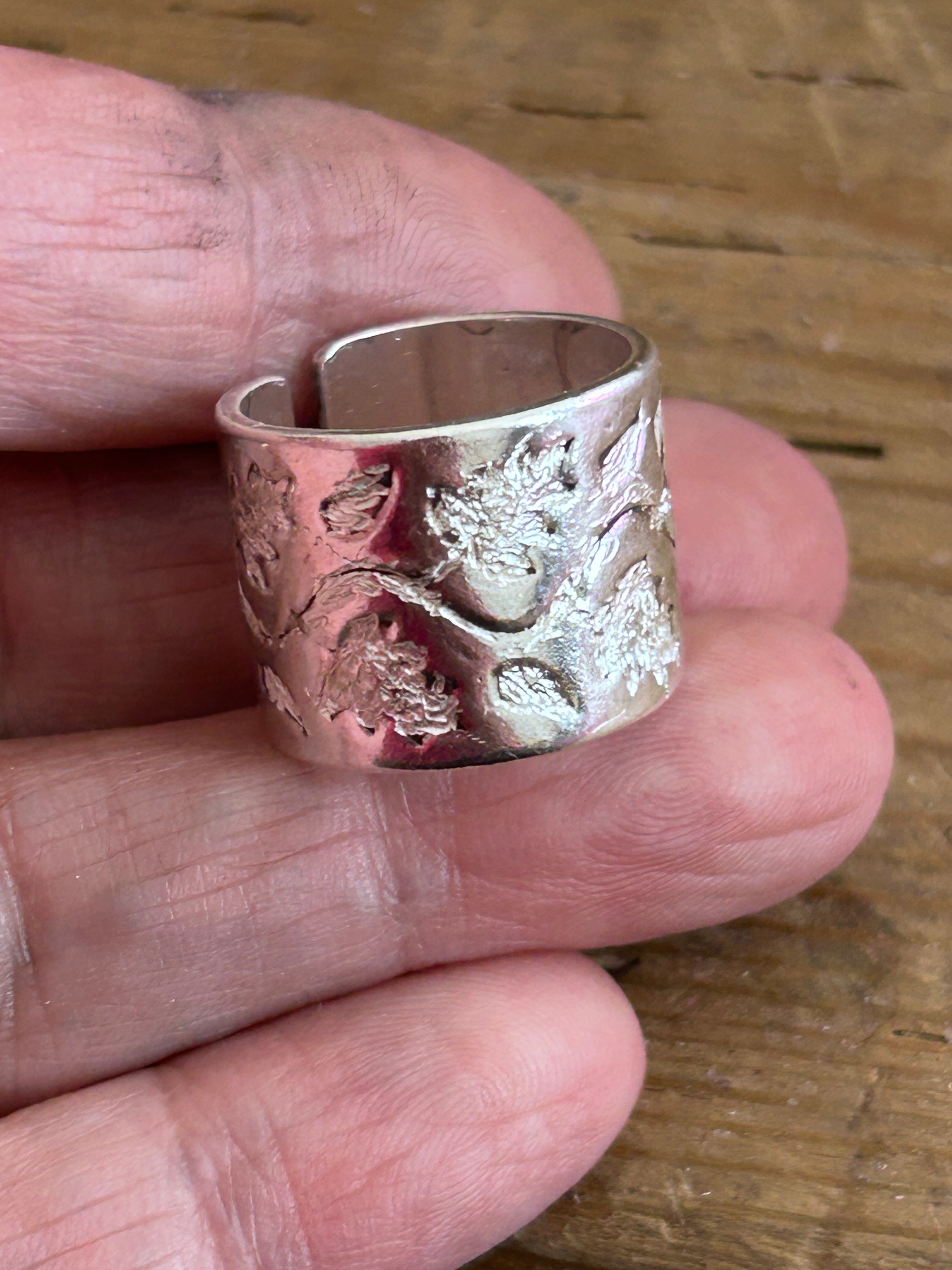 Handmade Fine Silver 999 Ring Wide Band Adjustable Ring