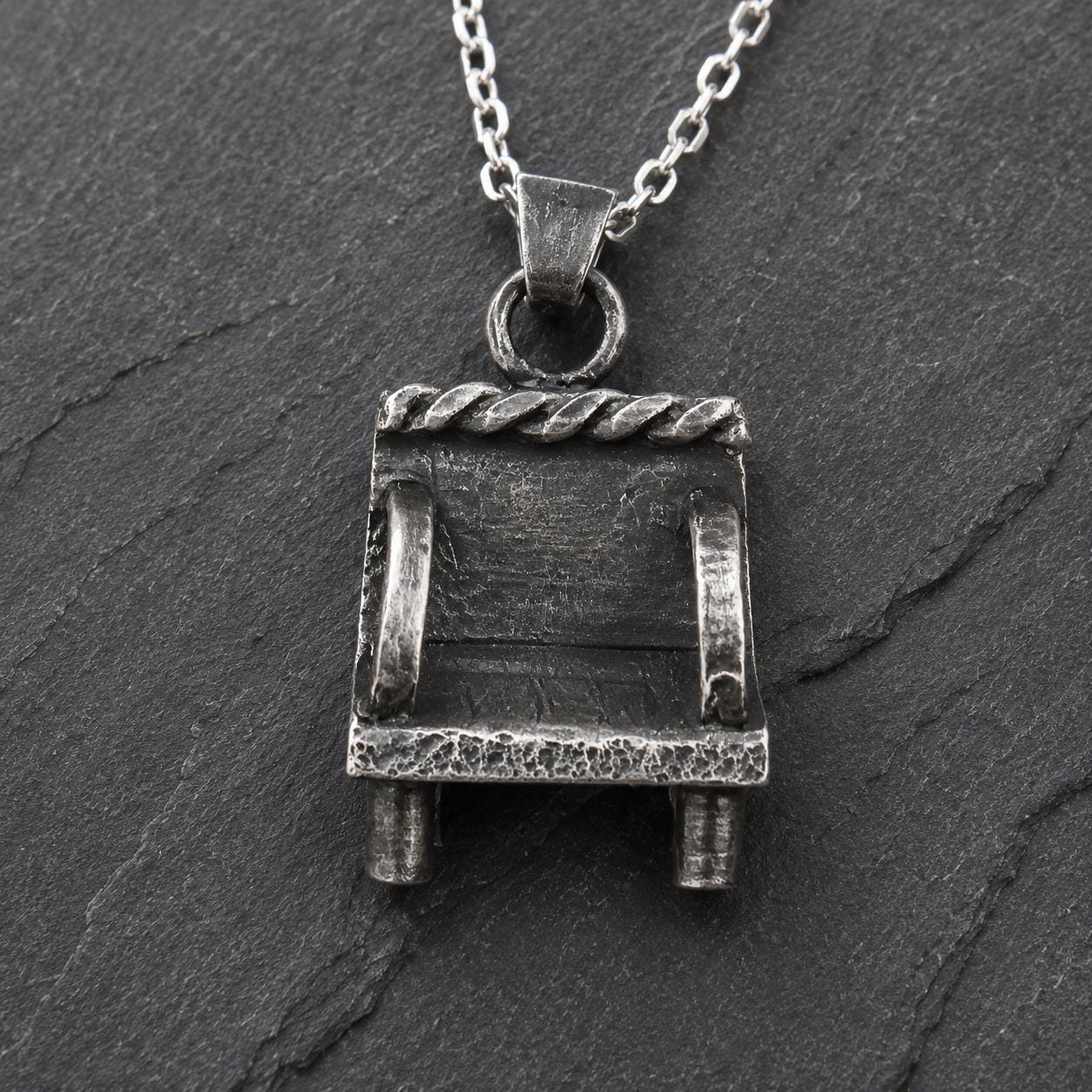 Handmade Sterling Silver Artisan Chair Pendant Necklace