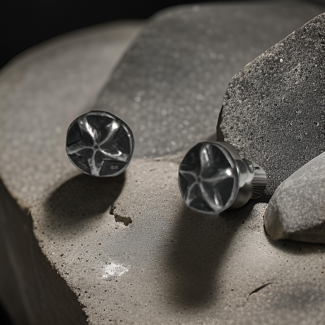 Silver Starburst Oxidized Earrings