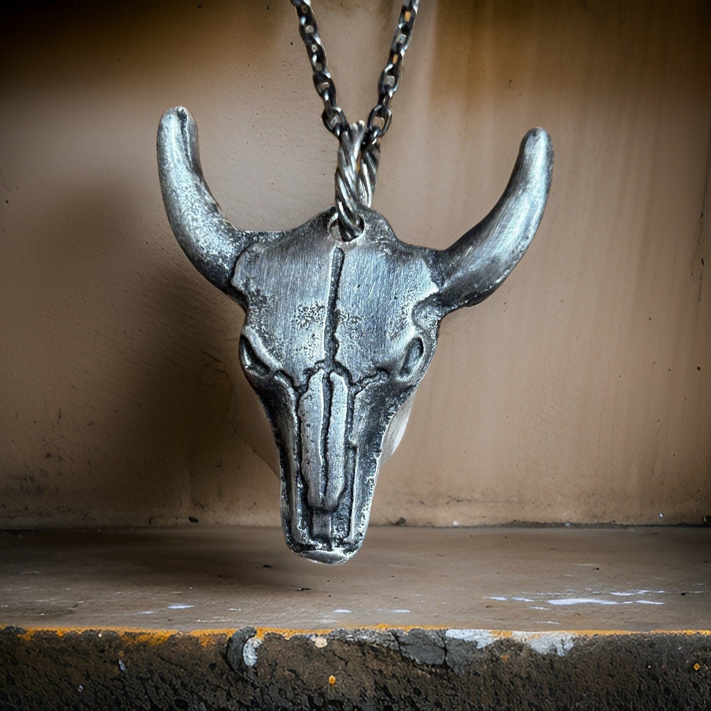 Men’s Pendant Bull Necklace Handmade in sterling silver Gift for Him