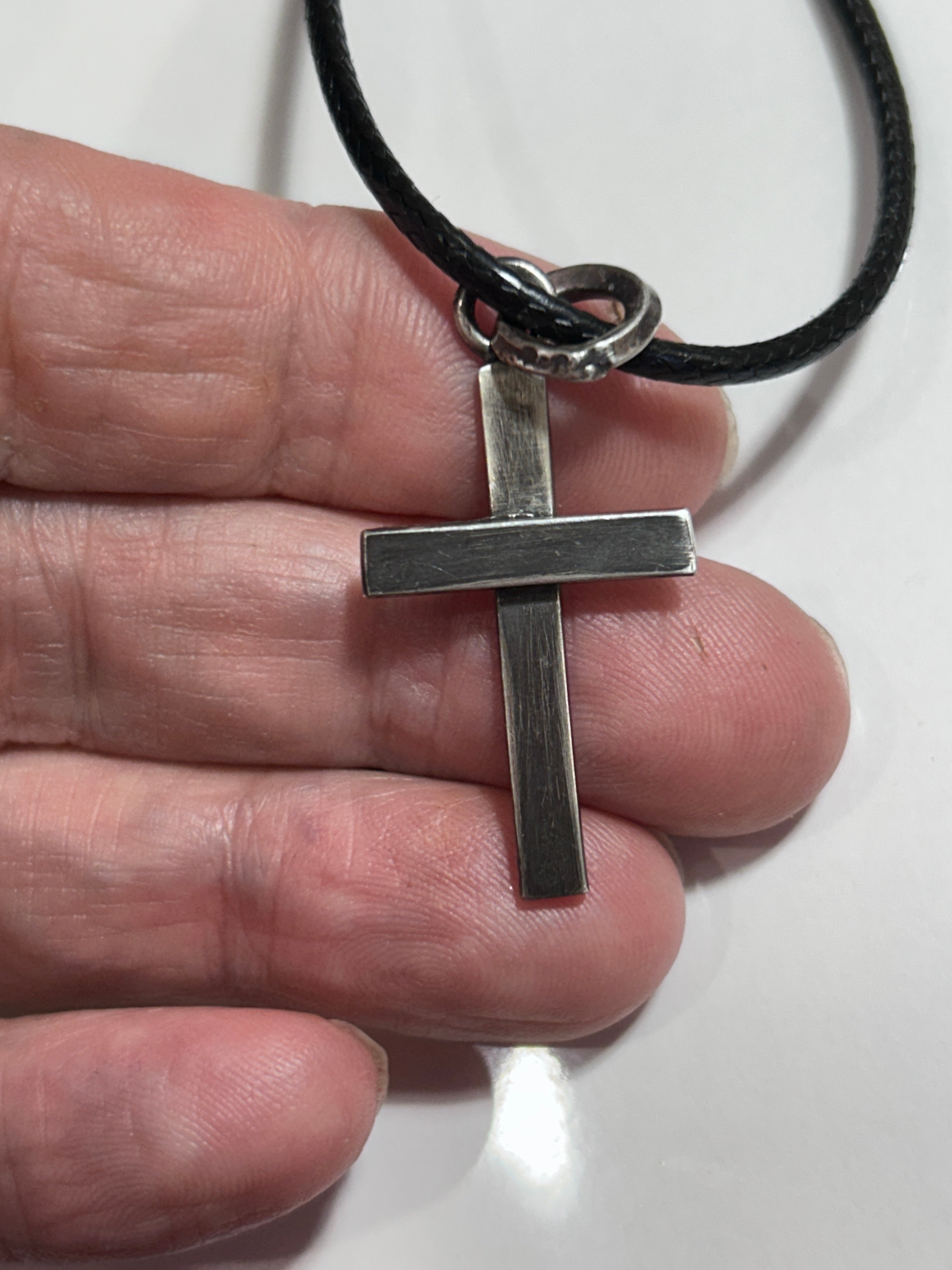 Sterling Silver Cross Pendant Handmade Oxidized Cross