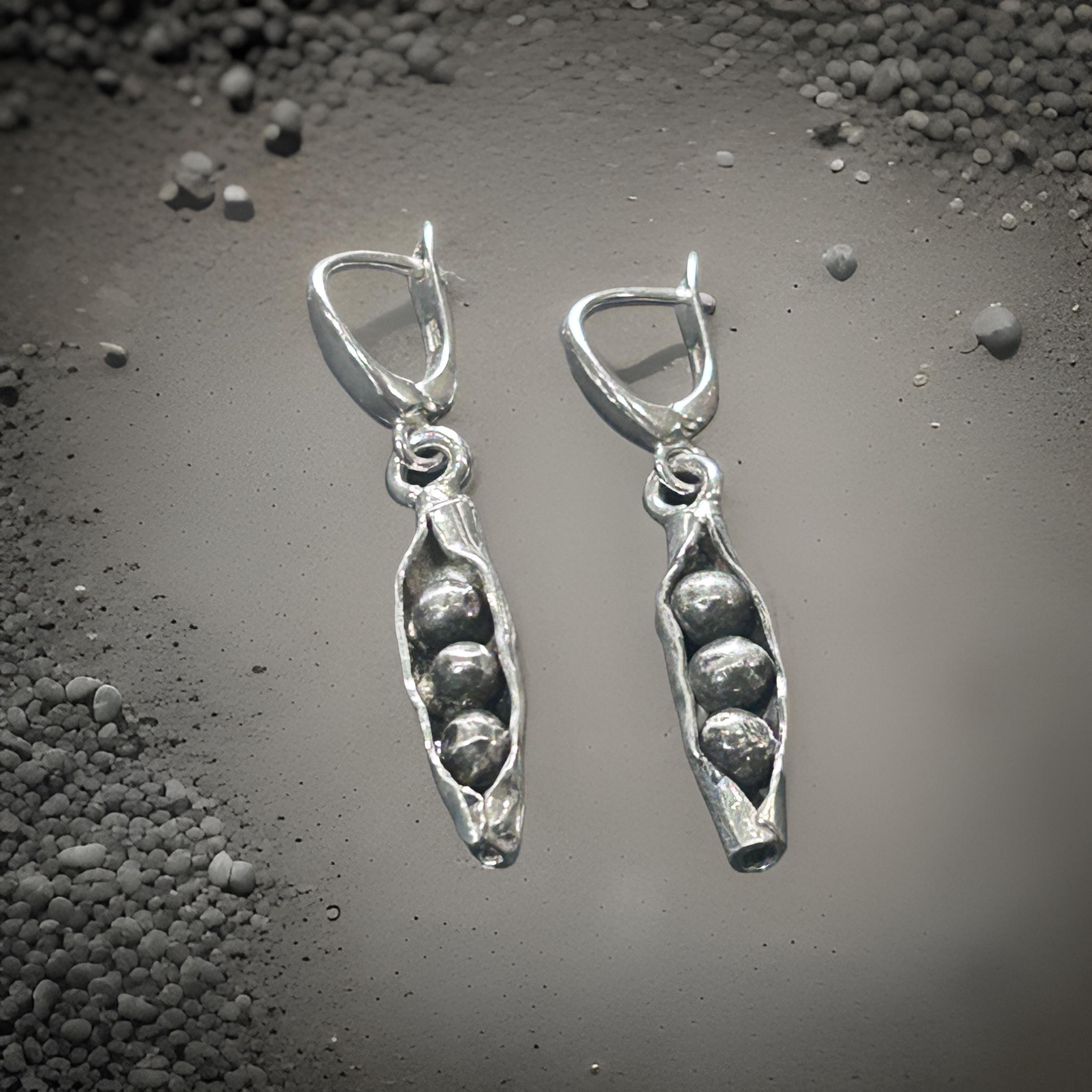 Sterling Silver Pea Pod Earrings | Handmade Nature-Inspired Botanical Jewelry