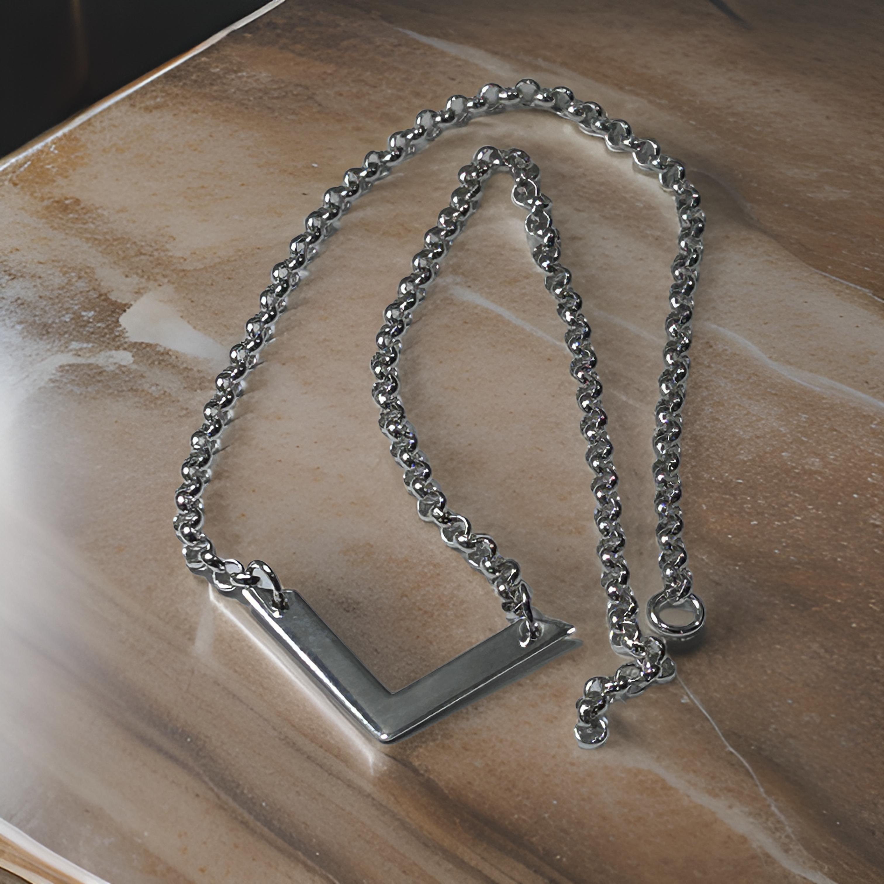 Elegant V Sterling Silver Necklace - Handcrafted for Women