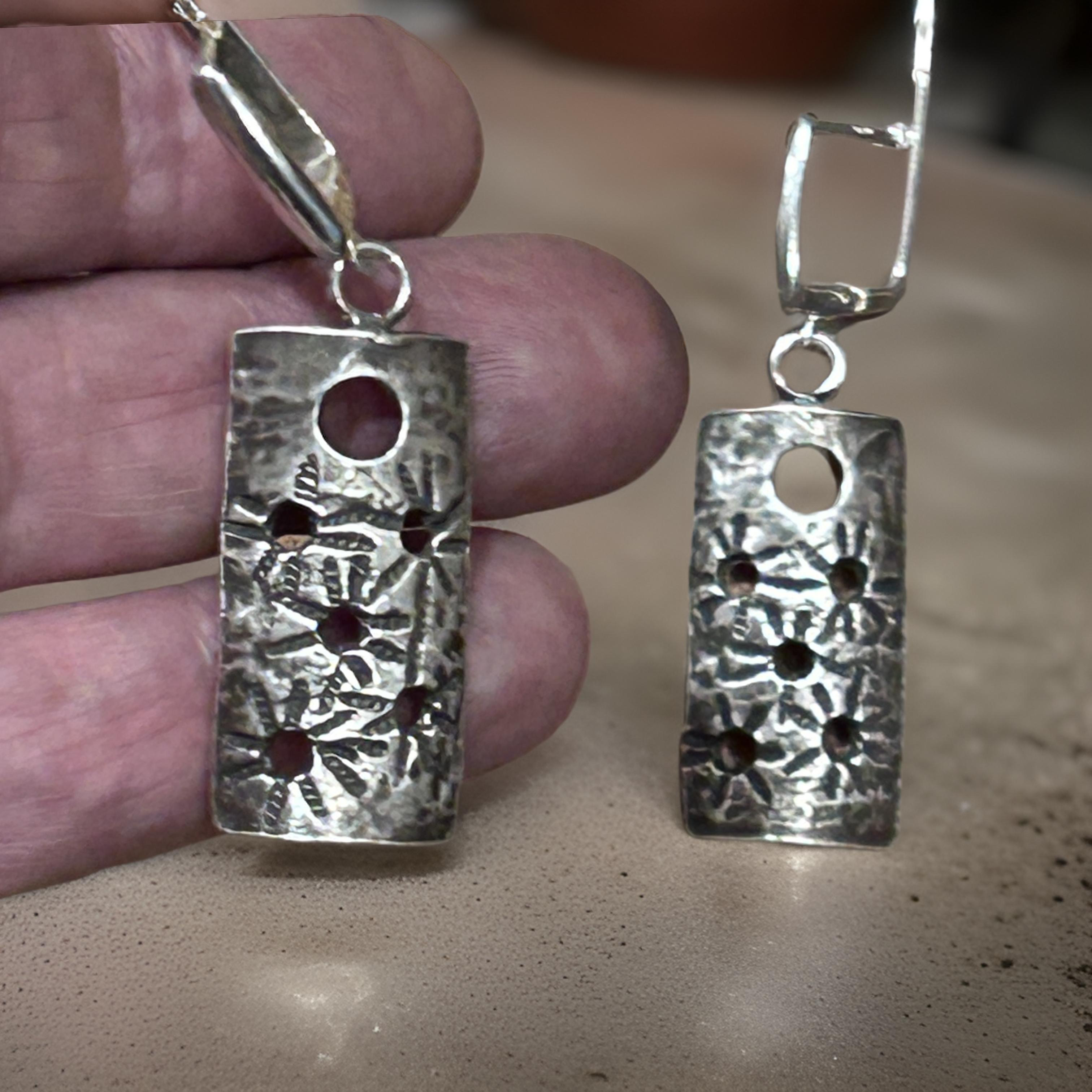 Handmade Sterling Silver Textured Dangle Earrings | Artisan Jewelry for Women
