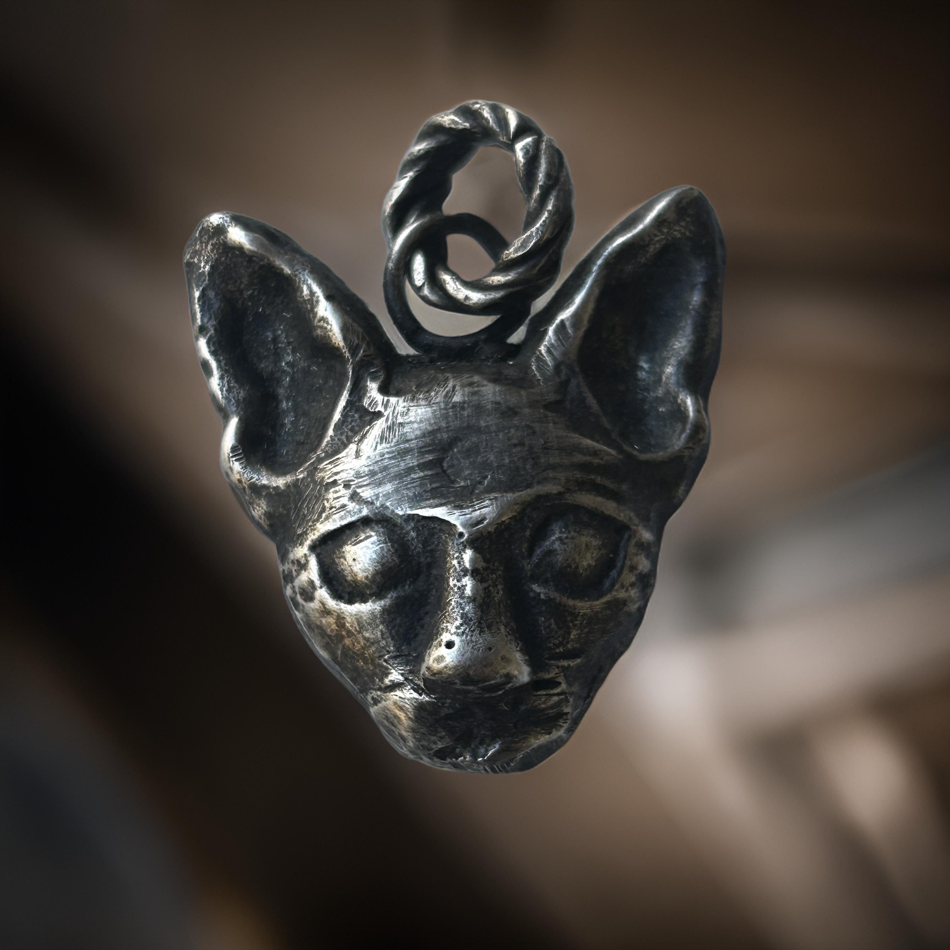 Sphinx Cat Pendant | Sterling Silver