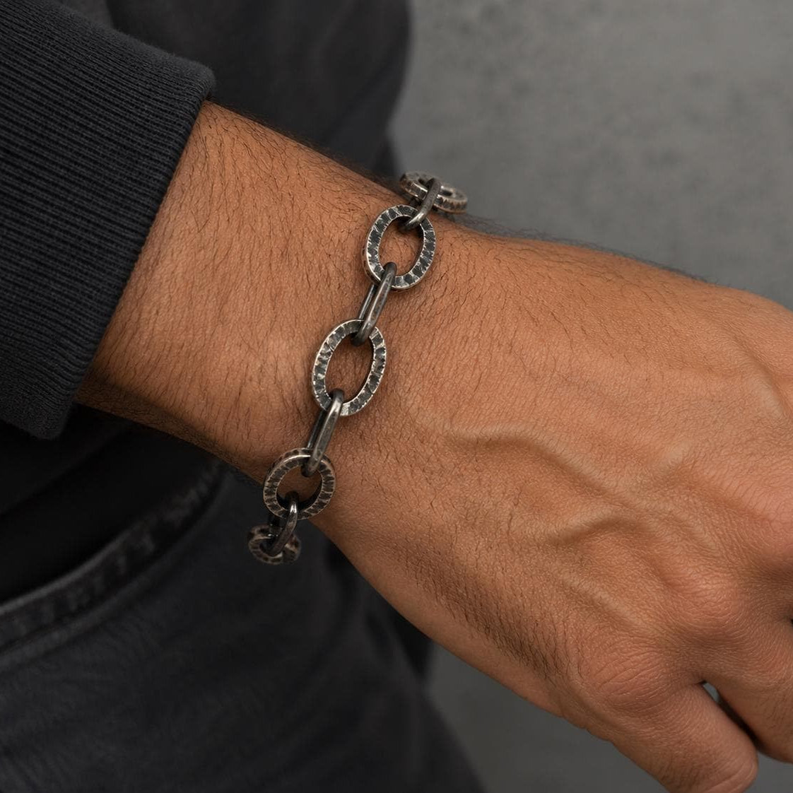 Oxidized 999 silver chain bracelet by JJewelryArt, featuring intricate chain links and a polished finish.