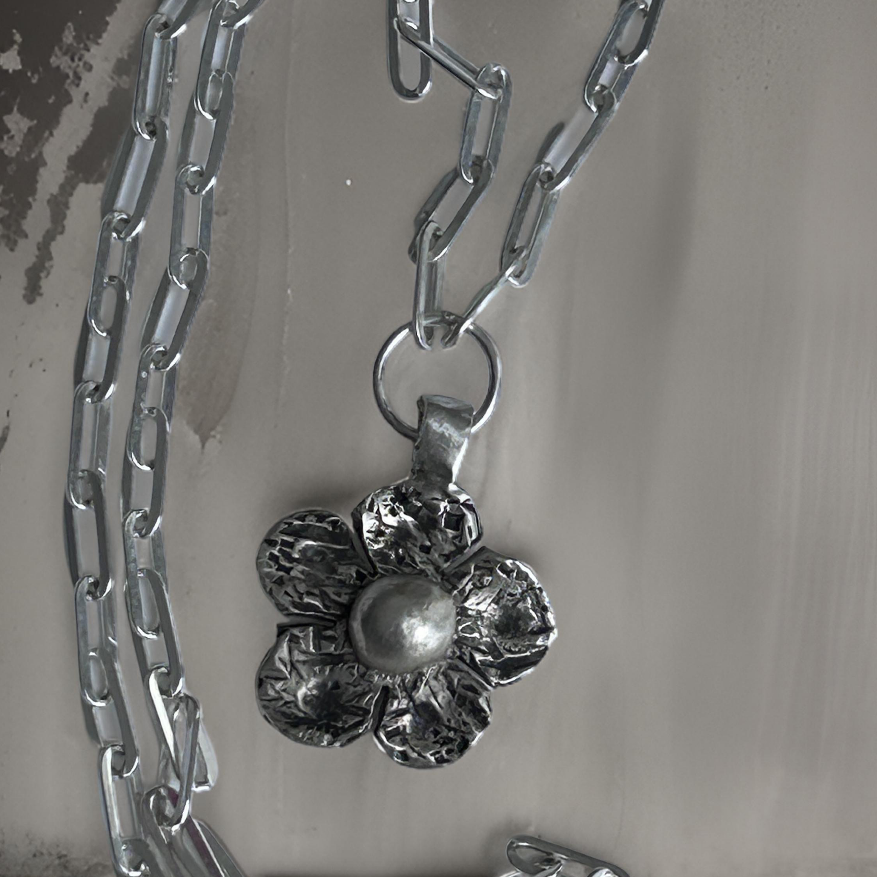 Handmade Sterling Silver Flower Pendant Necklace | Artisan 925 Silver Jewelry