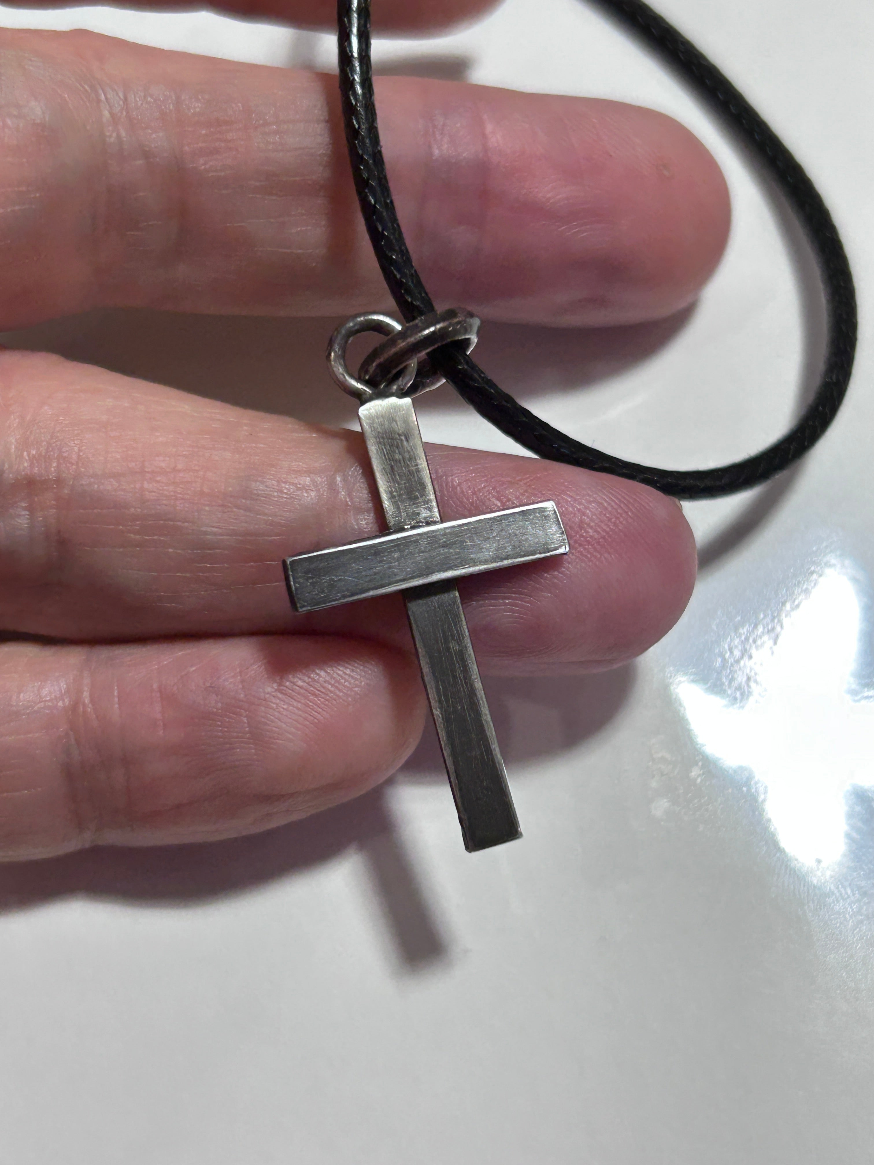 Sterling Silver Cross Pendant Handmade Oxidized Cross