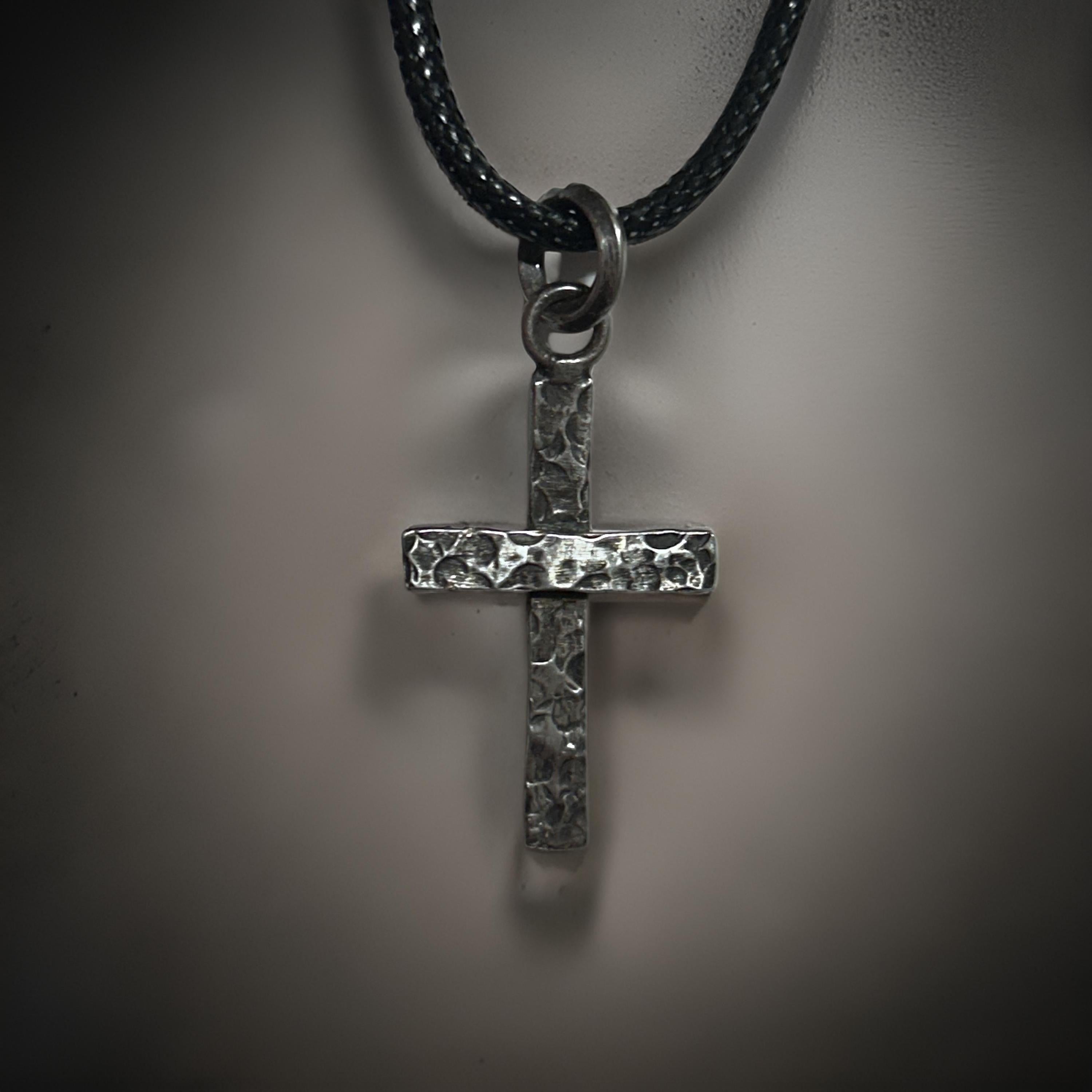 Handmade Sterling Silver Cross Pendant Oxidized Finish