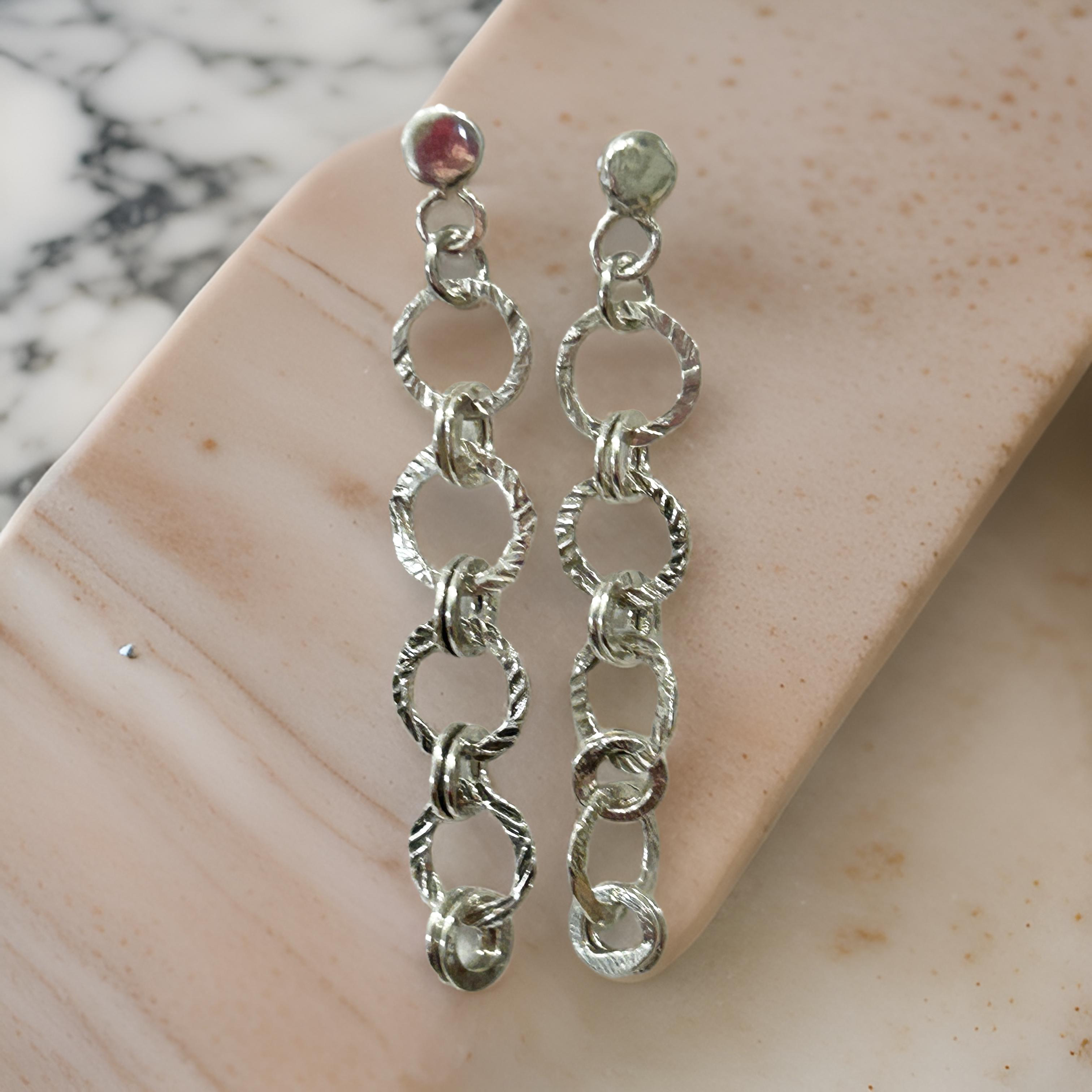 Silver chain dangle earrings