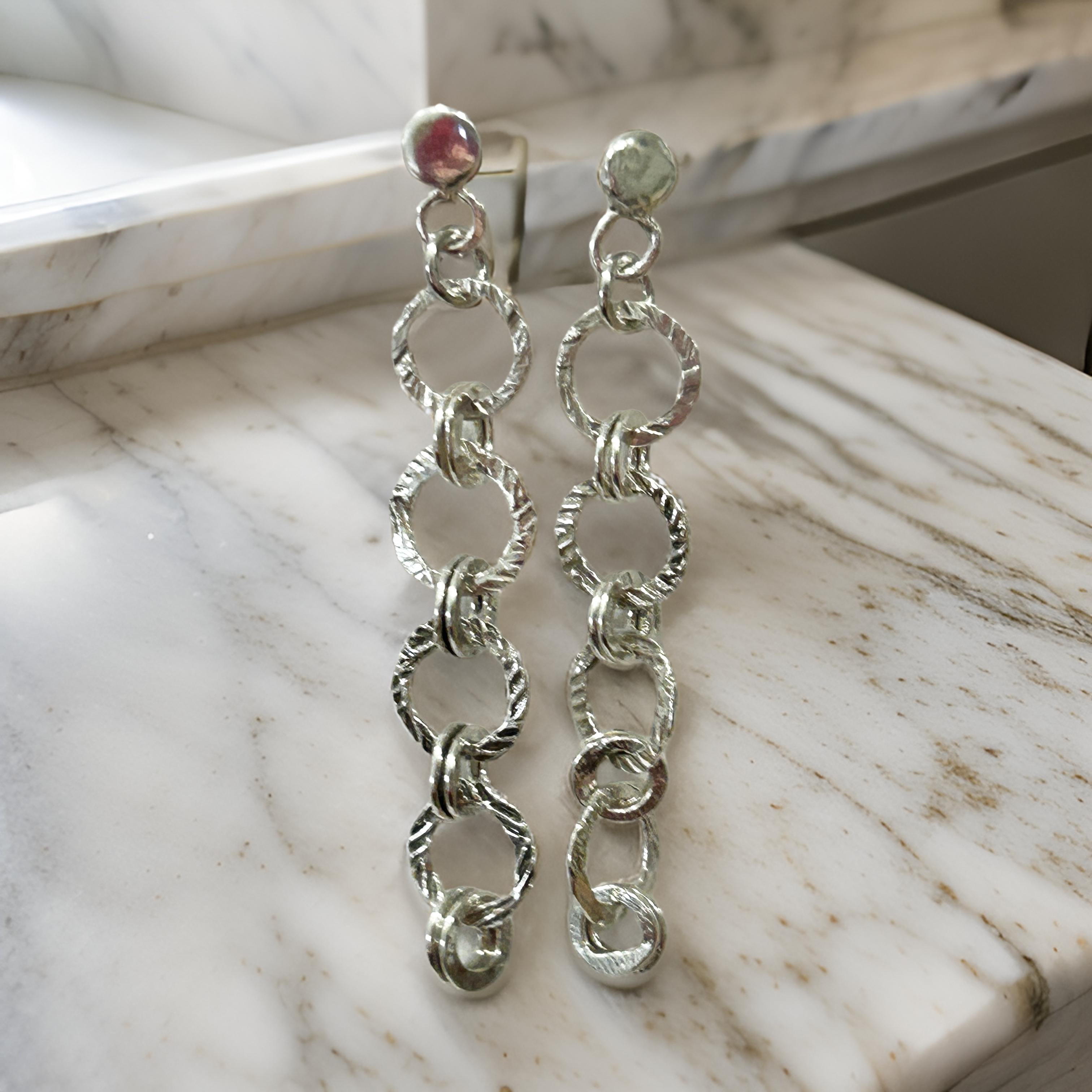 Silver chain dangle earrings