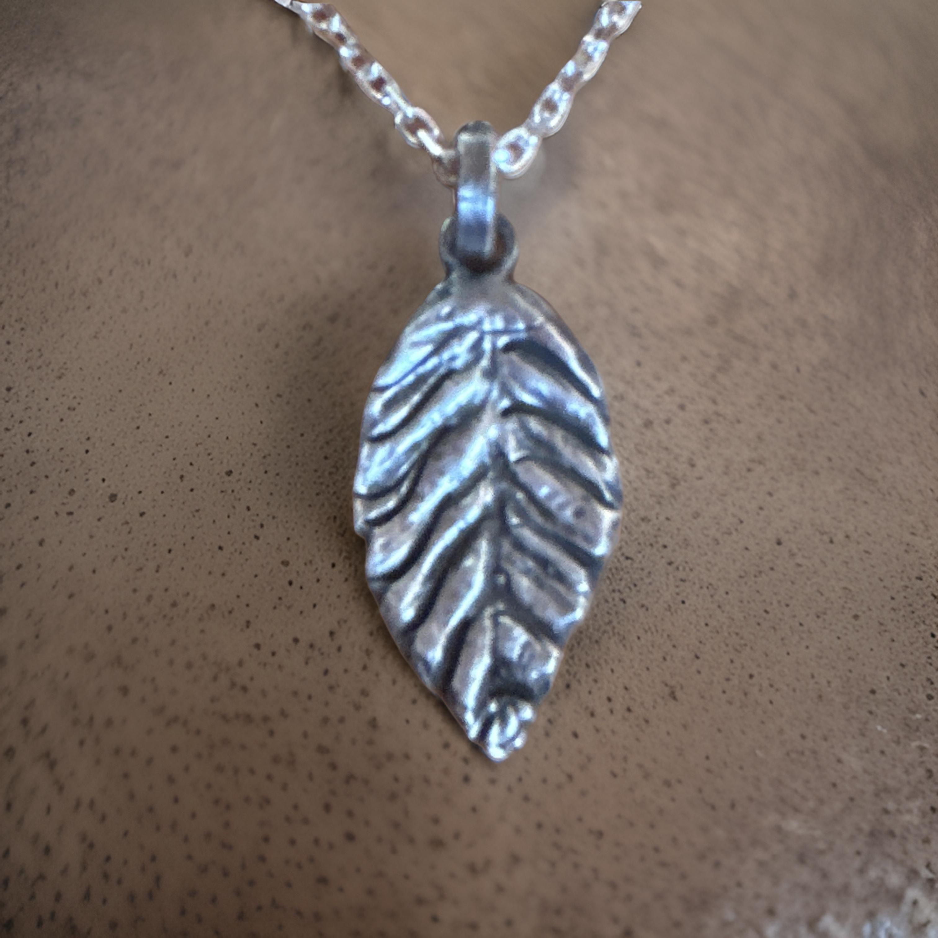 Handmade Sterling Silver Leaf Pendant Necklace – Nature-Inspired, Oxidized Rustic Jewelry