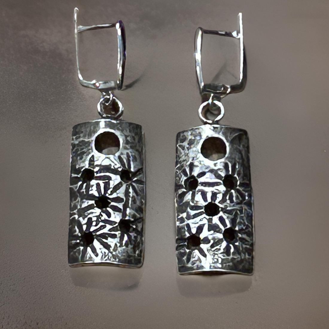 Sterling silver rectangle earrings with stars
