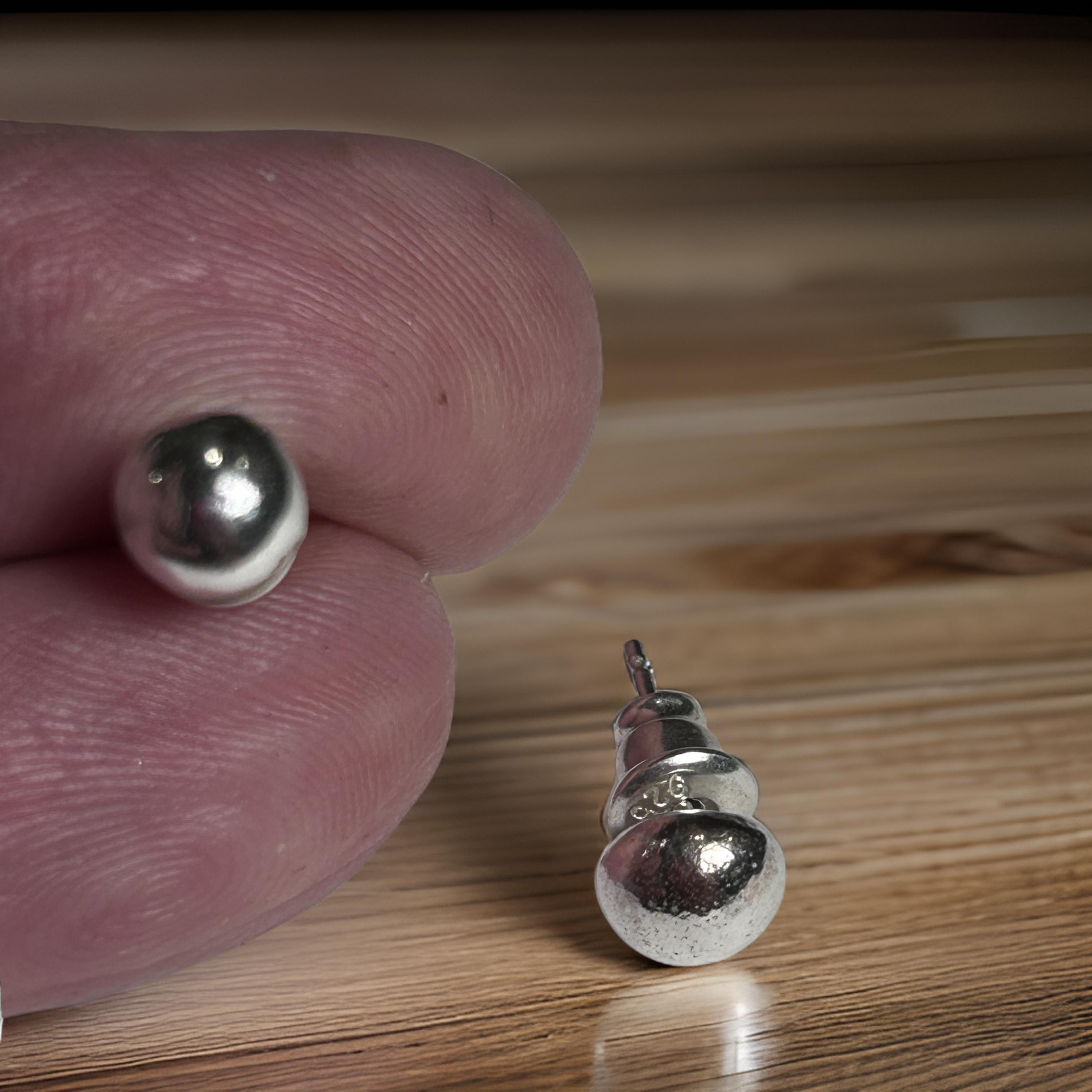 Minimalist Ball Stud Earrings- 925 Sterling Silver