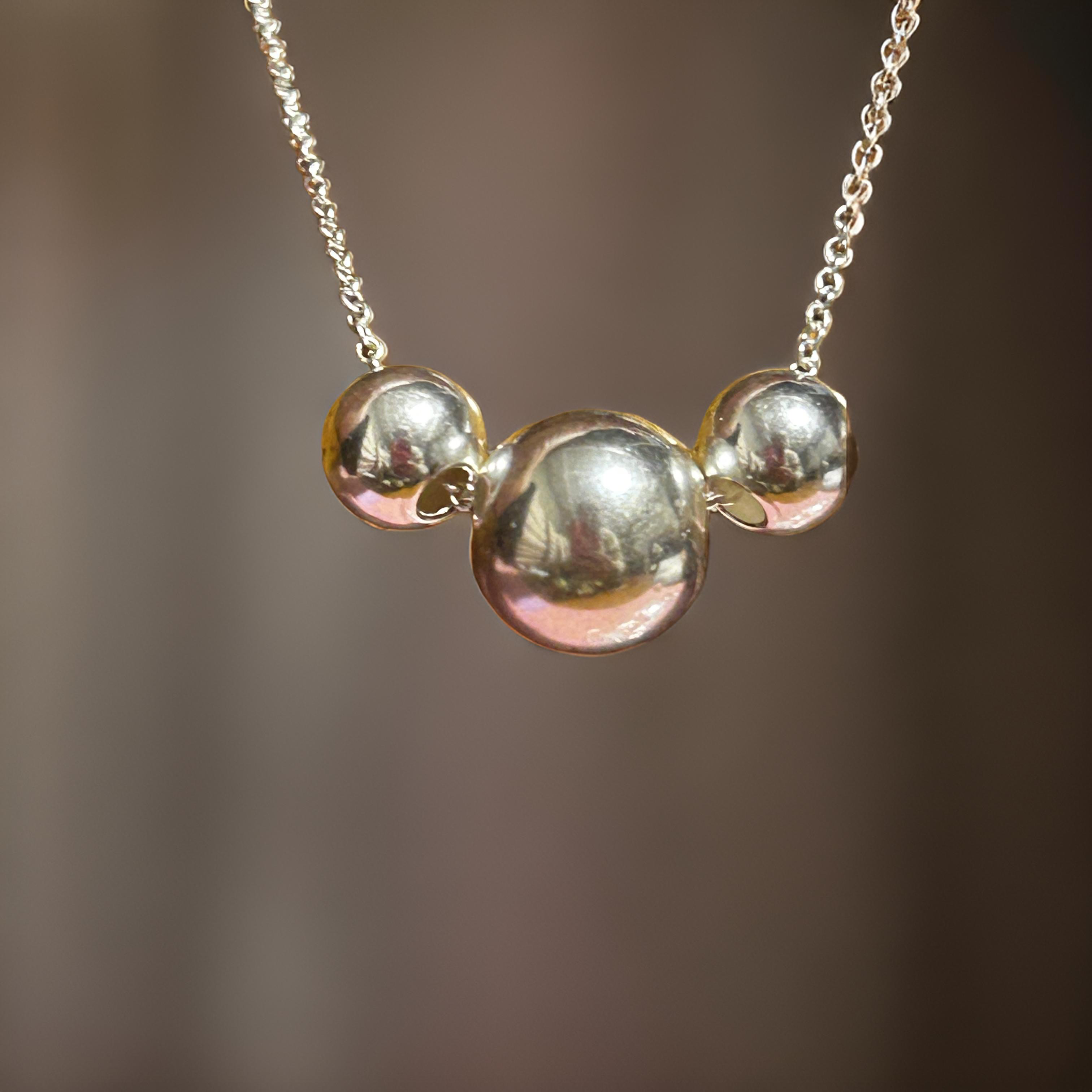 Sterling Silver Trio Bead Necklace – Modern Statement Jewelry