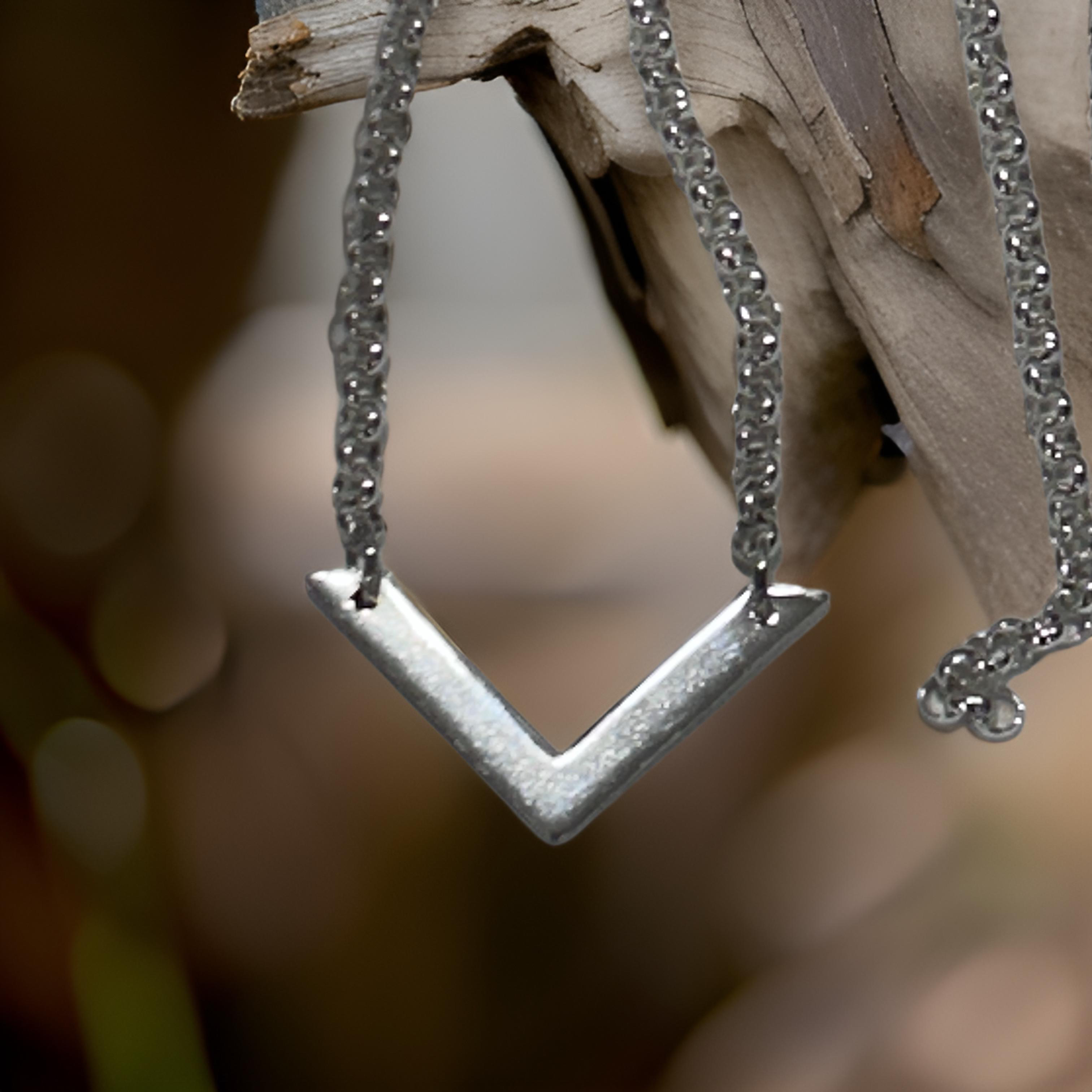 Elegant V Sterling Silver Necklace - Handcrafted for Women
