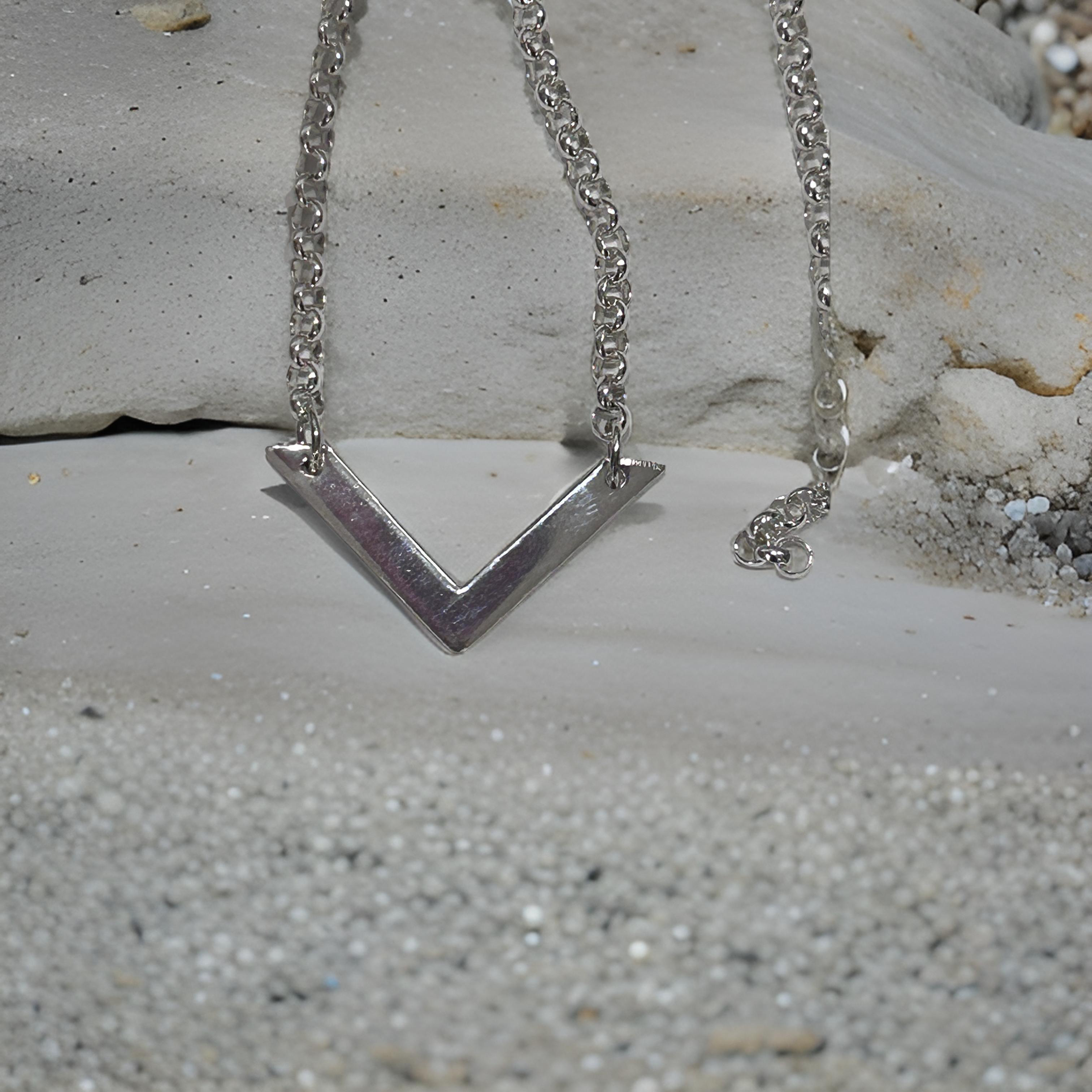 Elegant V Sterling Silver Necklace - Handcrafted for Women