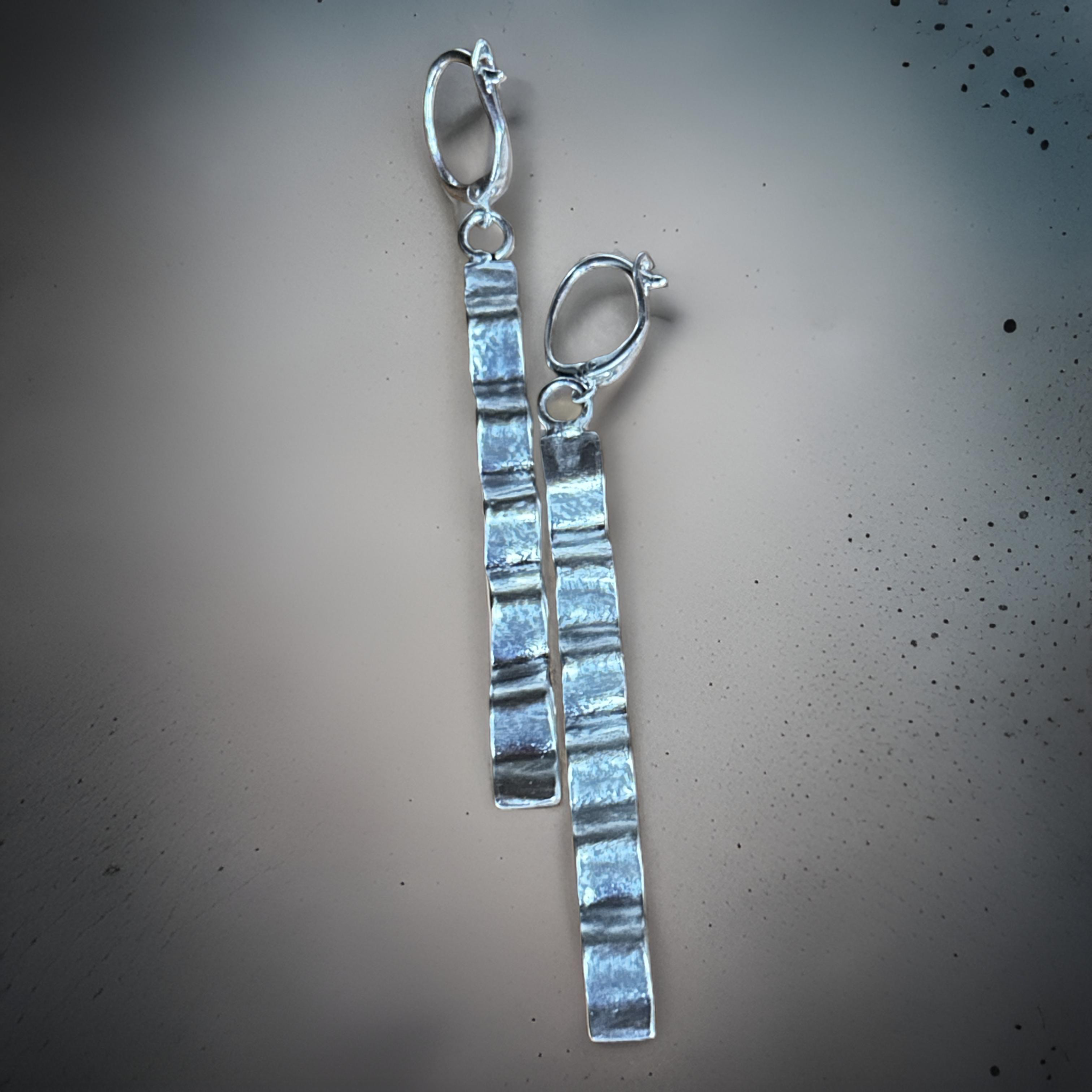 Elegant 999 Fine Silver Textured Drop Earrings - Handmade & Unique