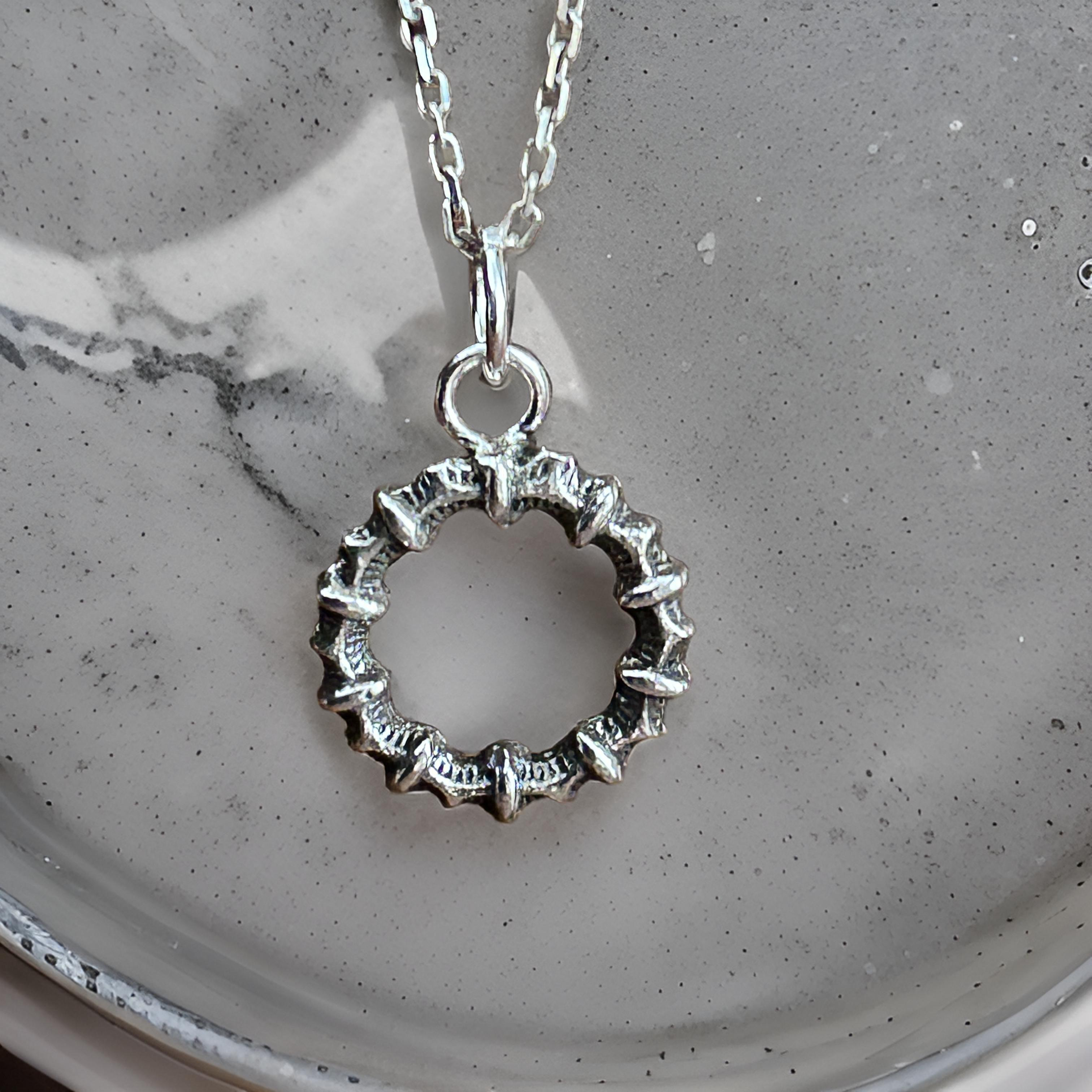 Sterling Silver Crown of Thorns Necklace – Silver Spike Pendant